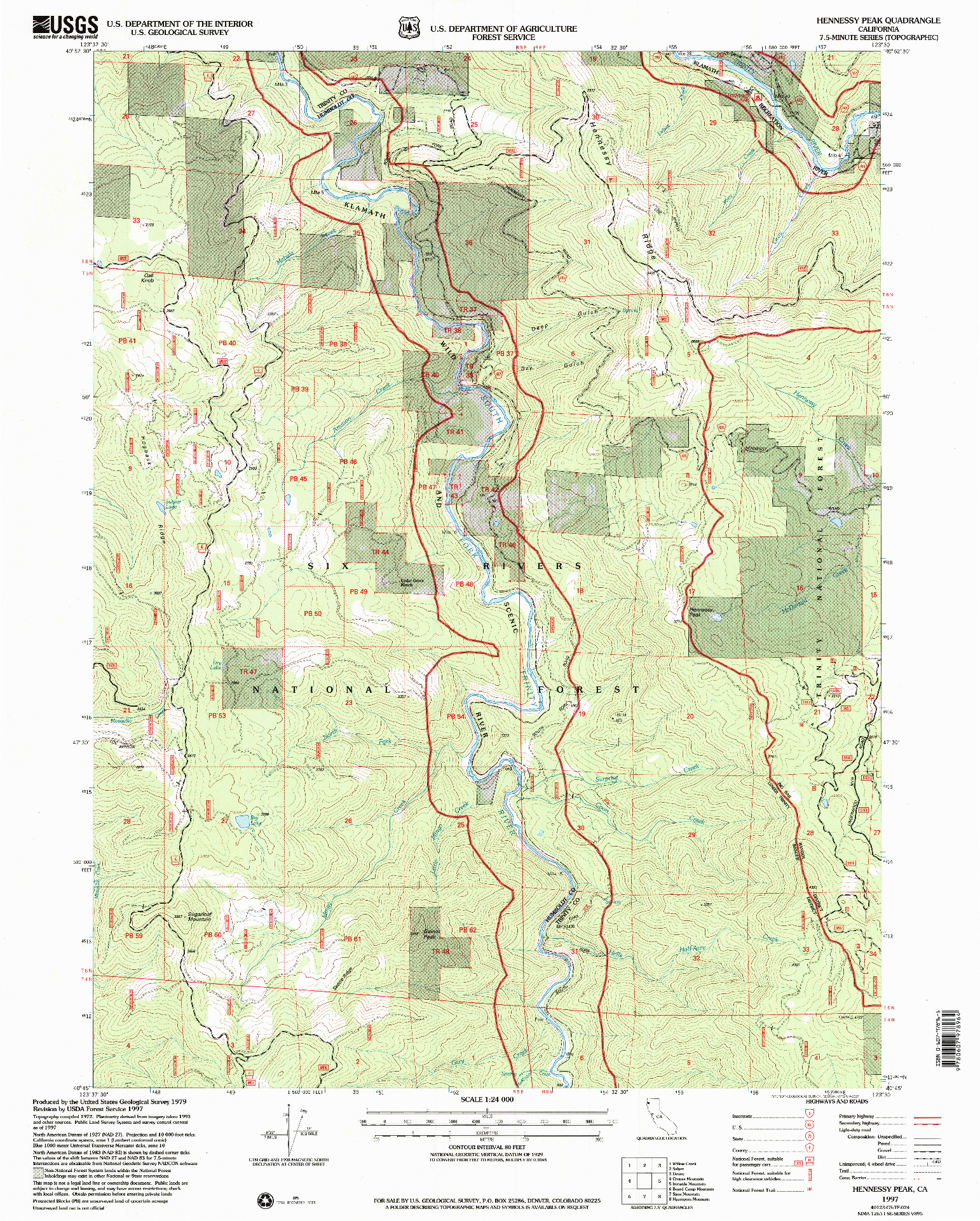 USGS 1:24000-SCALE QUADRANGLE FOR HENNESSY PEAK, CA 1997
