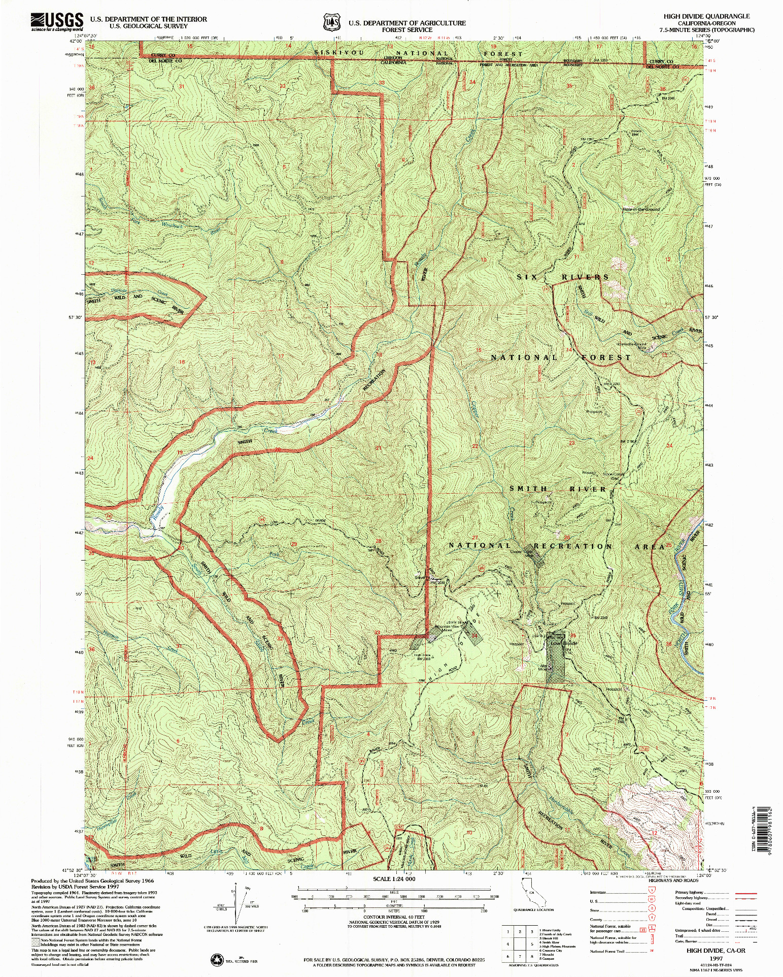 USGS 1:24000-SCALE QUADRANGLE FOR HIGH DIVIDE, CA 1997