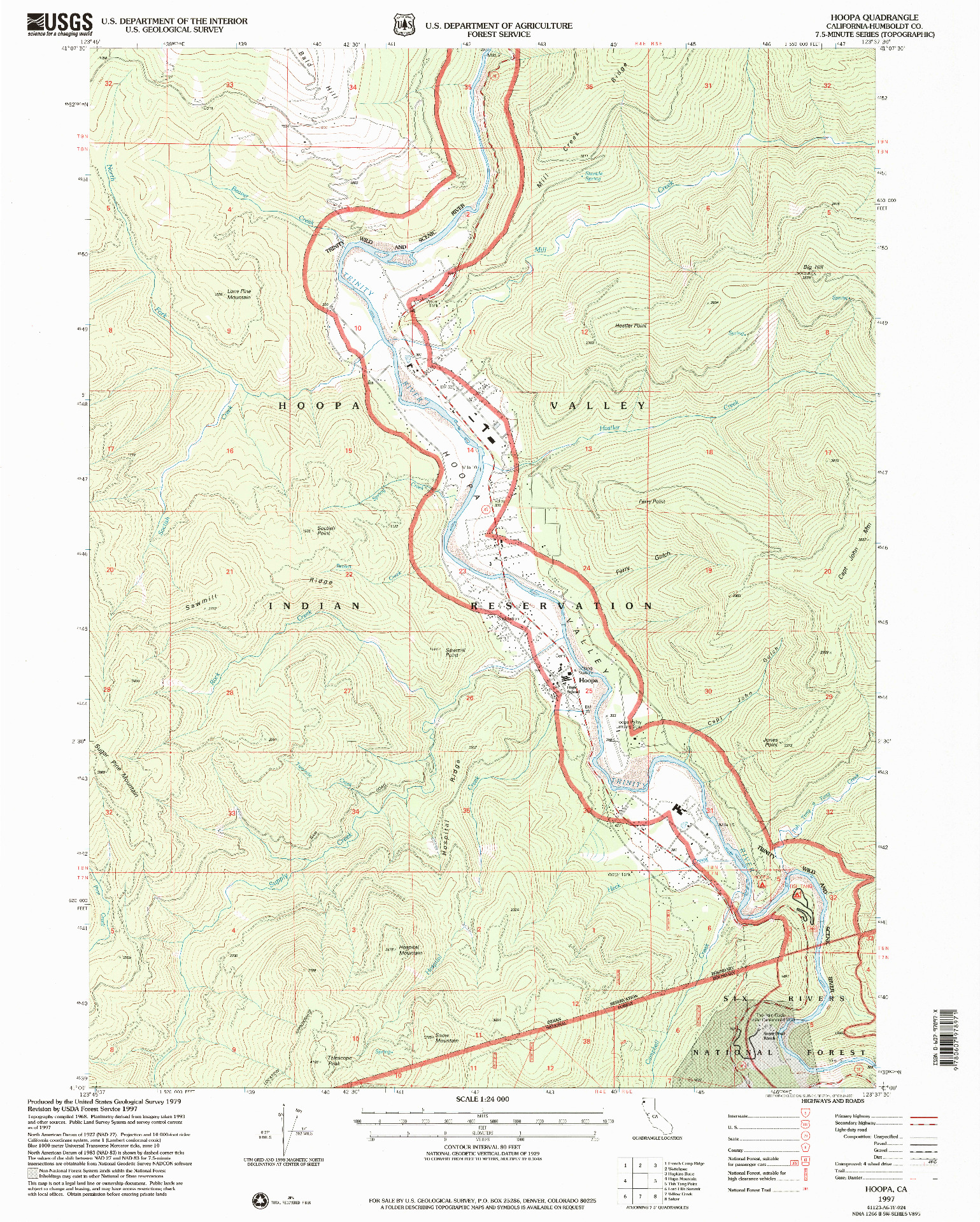 USGS 1:24000-SCALE QUADRANGLE FOR HOOPA, CA 1997