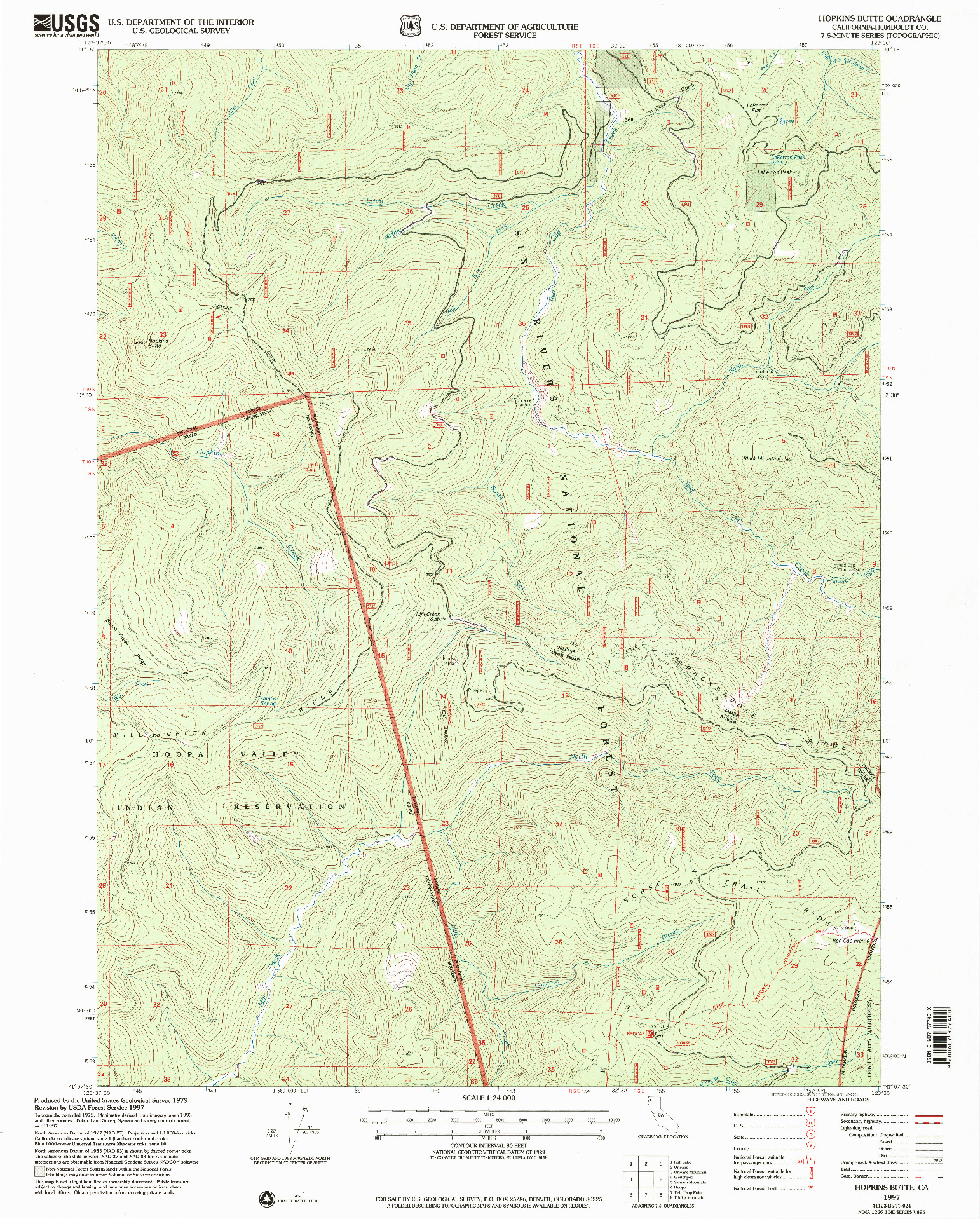 USGS 1:24000-SCALE QUADRANGLE FOR HOPKINS BUTTE, CA 1997