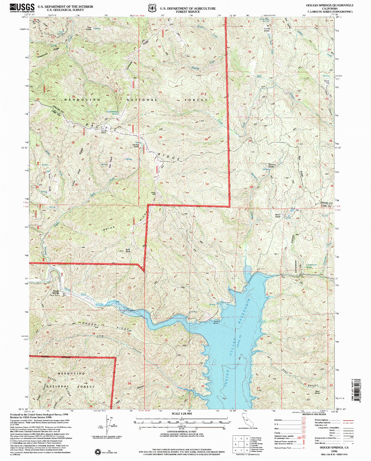 USGS 1:24000-SCALE QUADRANGLE FOR HOUGH SPRINGS, CA 1996