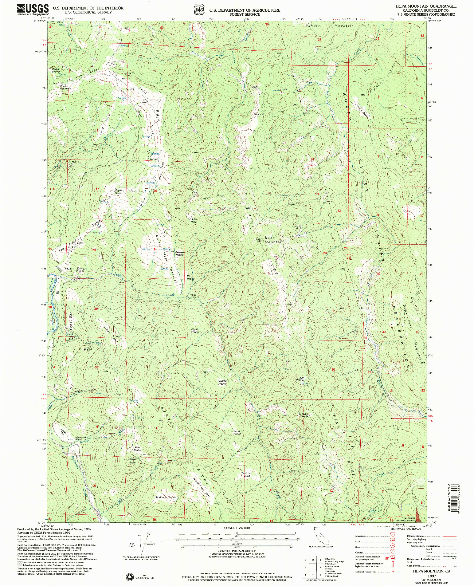USGS 1:24000-SCALE QUADRANGLE FOR HUPA MOUNTAIN, CA 1997