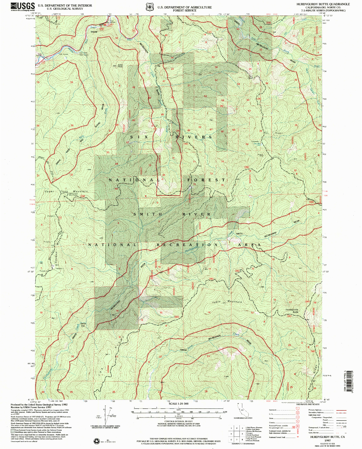 USGS 1:24000-SCALE QUADRANGLE FOR HURDYGURDY BUTTE, CA 1997