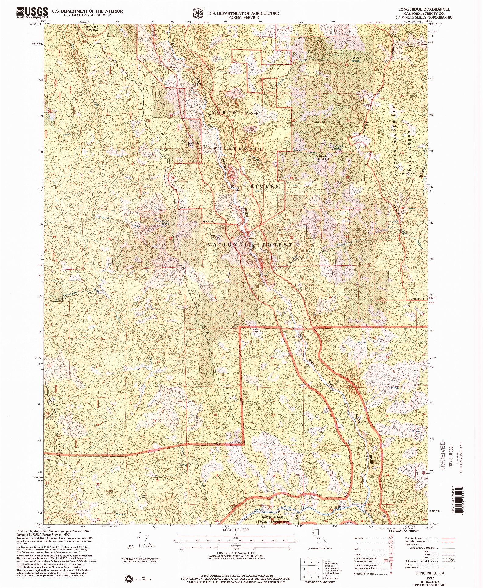 USGS 1:24000-SCALE QUADRANGLE FOR LONG RIDGE, CA 1997