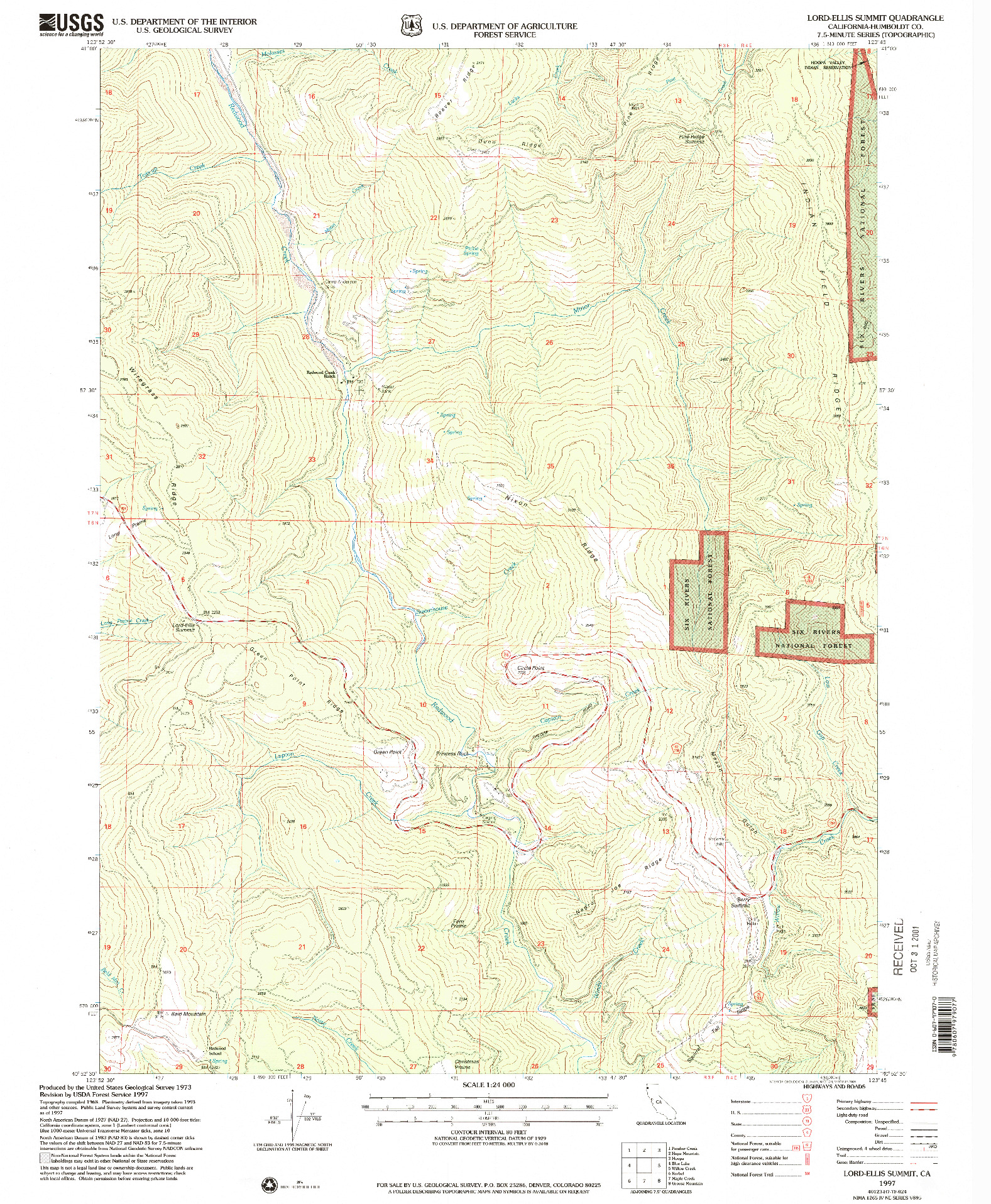 USGS 1:24000-SCALE QUADRANGLE FOR LORD-ELLIS SUMMIT, CA 1997