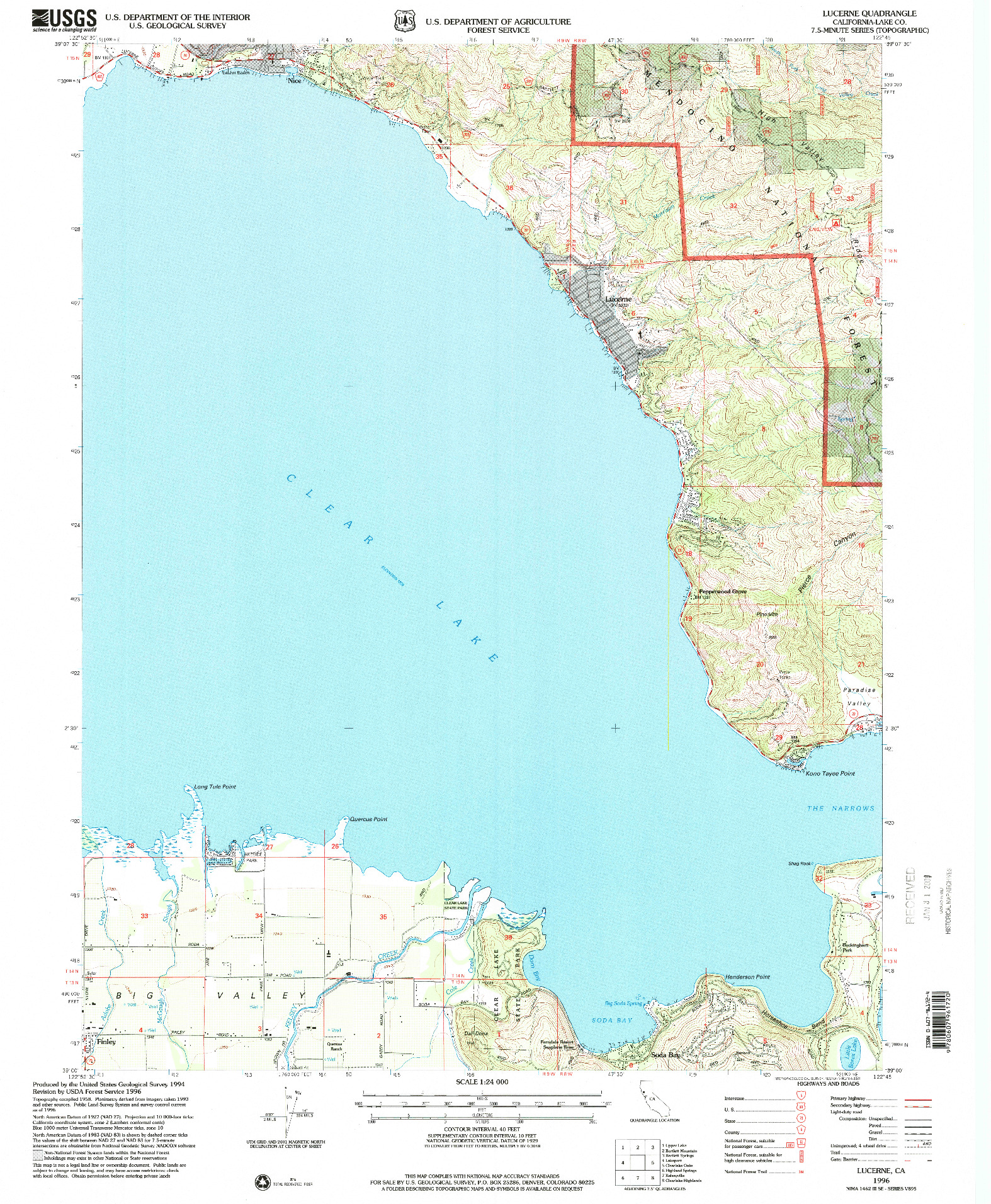 USGS 1:24000-SCALE QUADRANGLE FOR LUCERNE, CA 1996