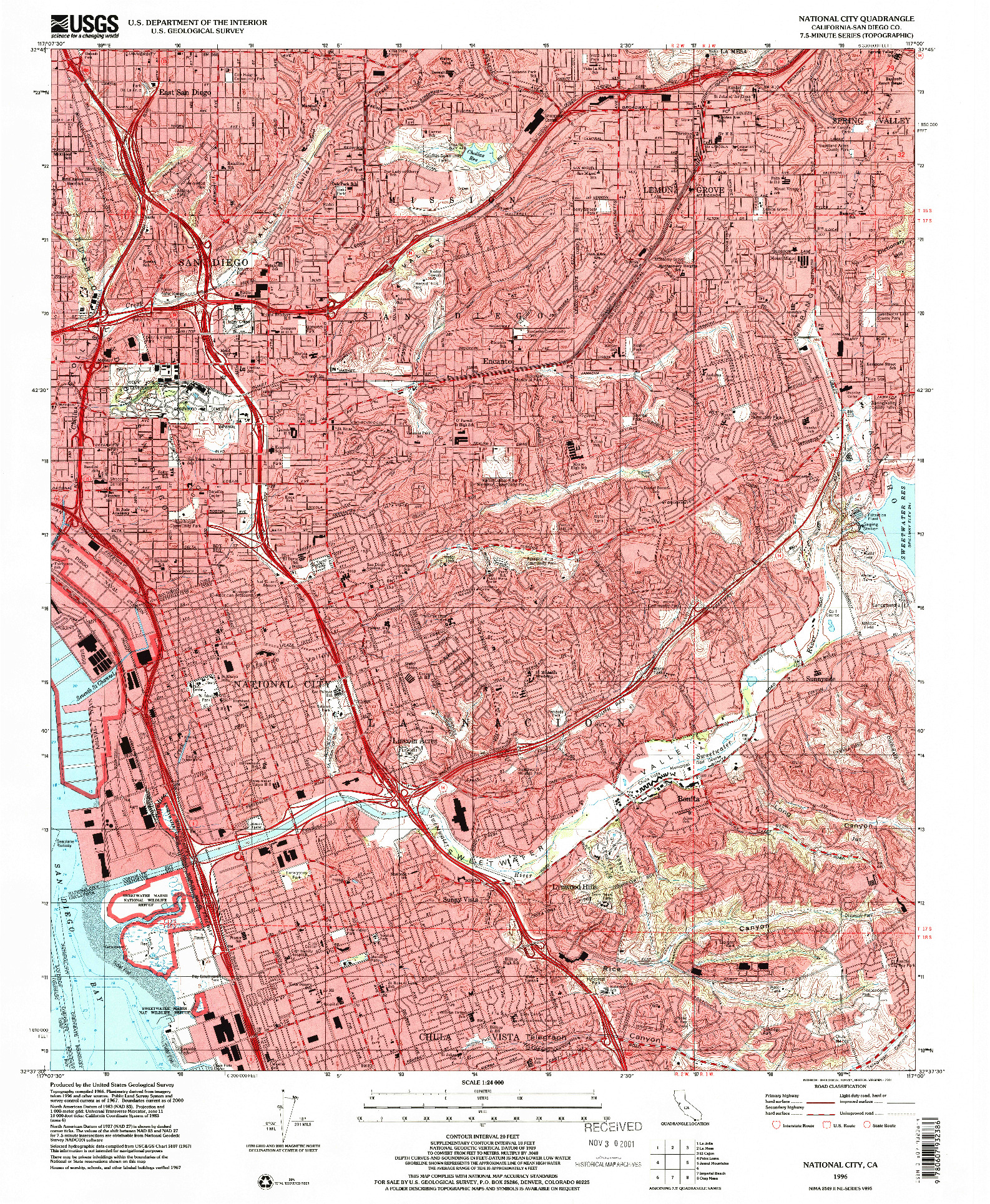 USGS 1:24000-SCALE QUADRANGLE FOR NATIONAL CITY, CA 1996