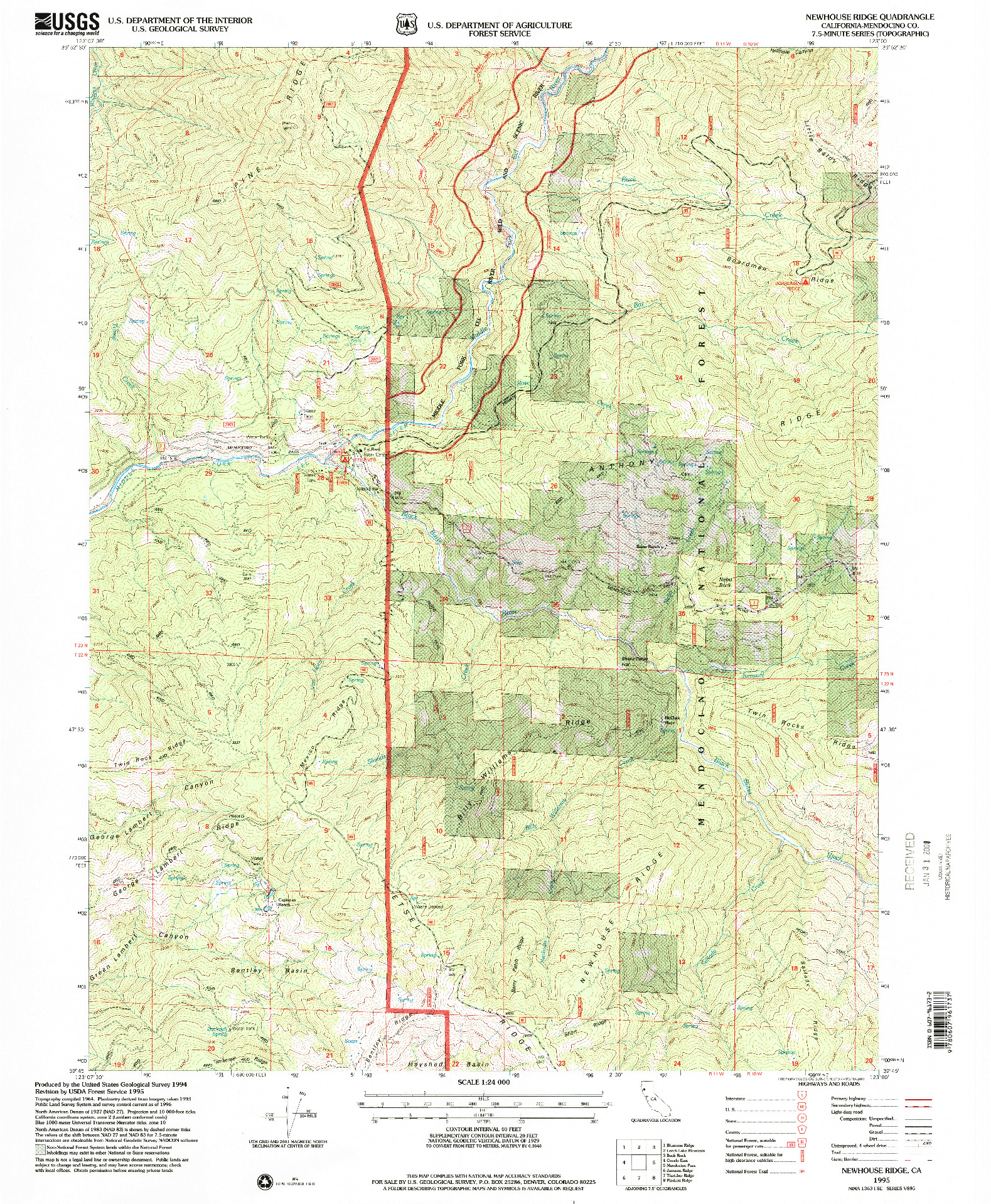 USGS 1:24000-SCALE QUADRANGLE FOR NEWHOUSE RIDGE, CA 1995