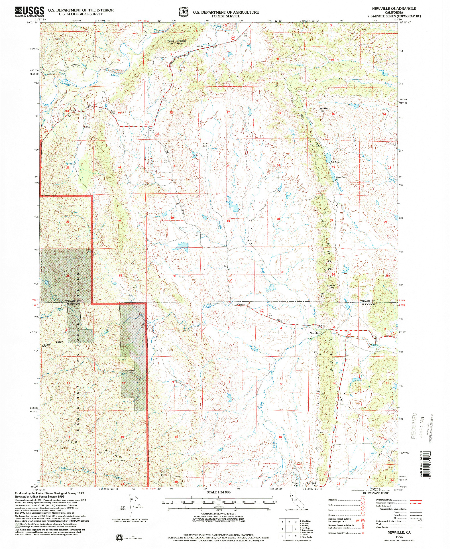 USGS 1:24000-SCALE QUADRANGLE FOR NEWVILLE, CA 1995