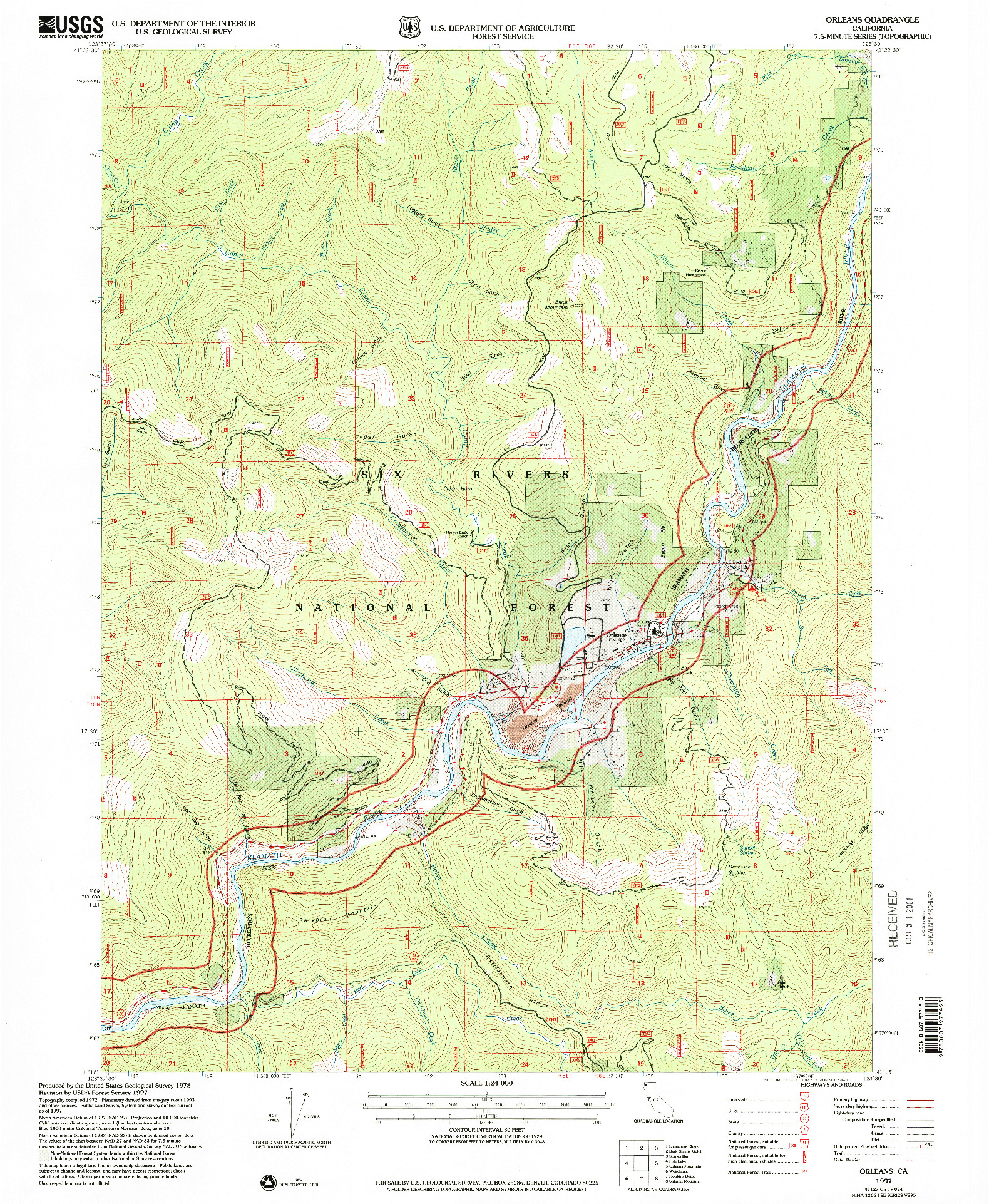 USGS 1:24000-SCALE QUADRANGLE FOR ORLEANS, CA 1997