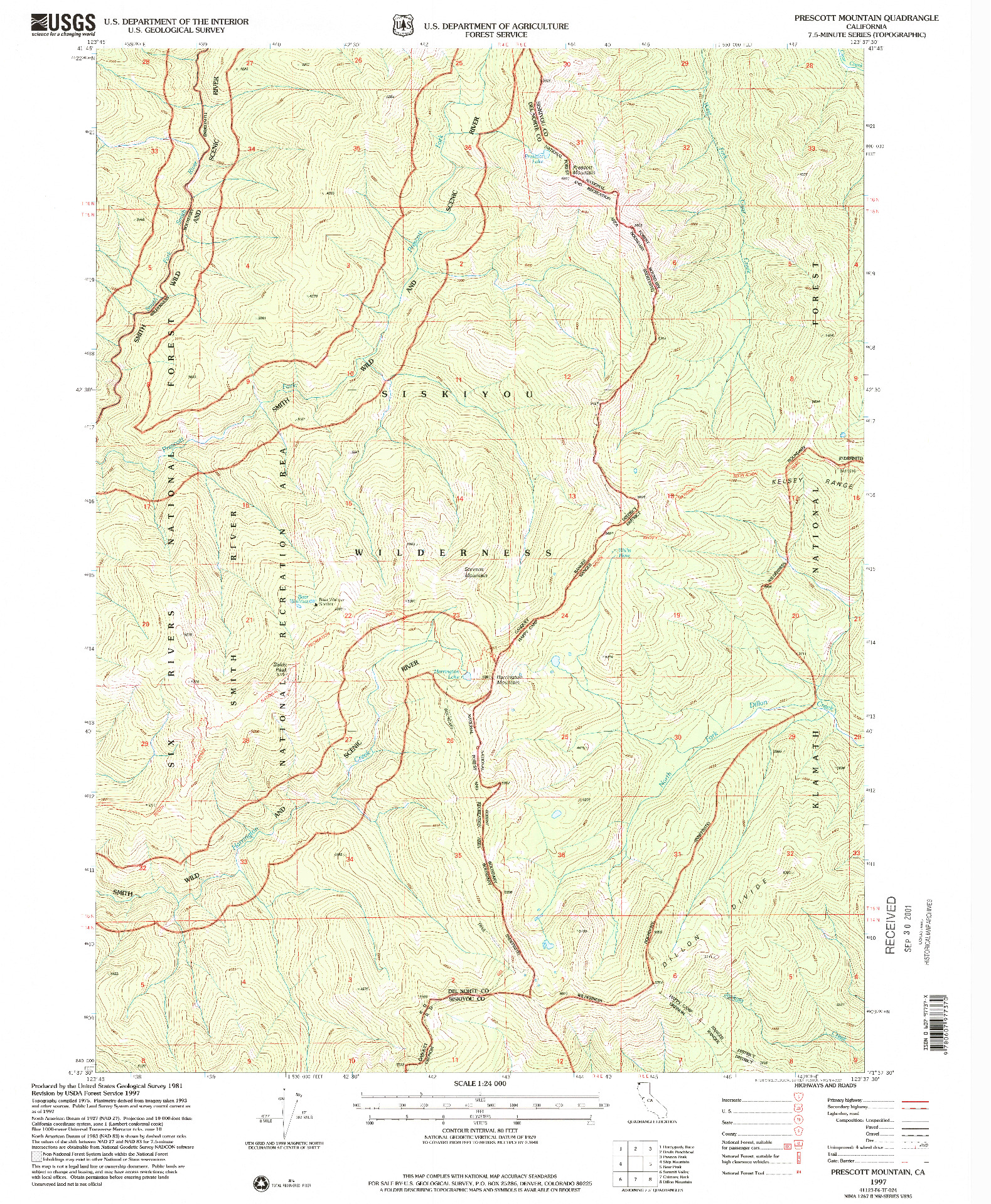 USGS 1:24000-SCALE QUADRANGLE FOR PRESCOTT MOUNTAIN, CA 1997