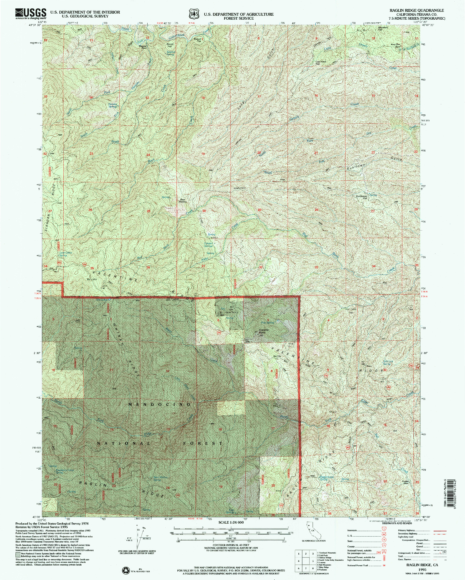USGS 1:24000-SCALE QUADRANGLE FOR RAGLIN RIDGE, CA 1995