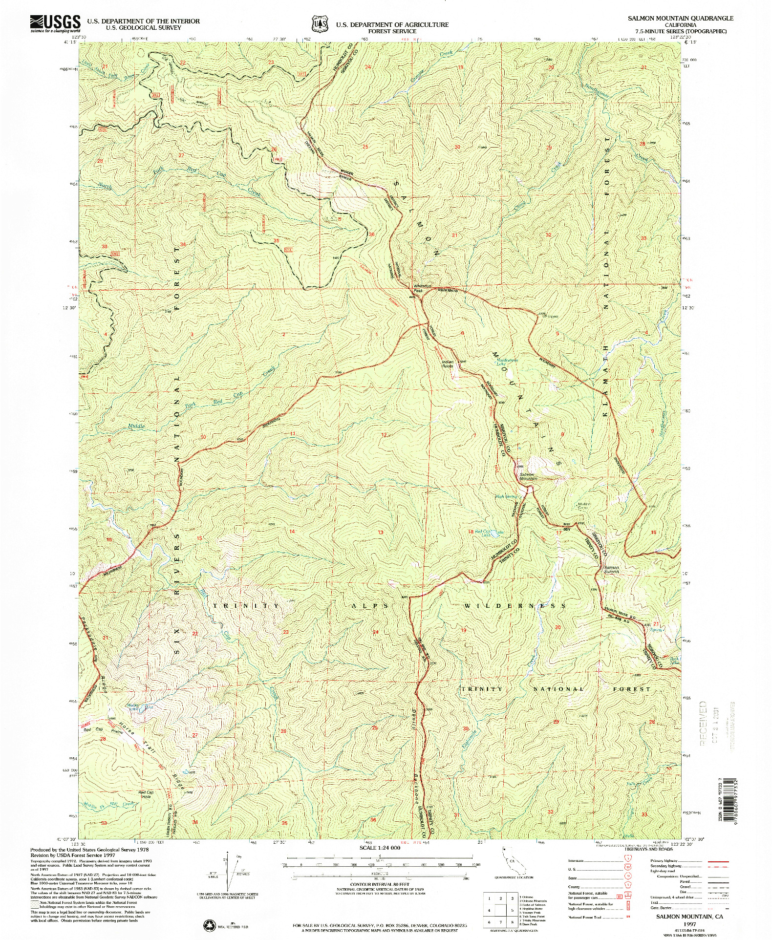 USGS 1:24000-SCALE QUADRANGLE FOR SALMON MOUNTAIN, CA 1997