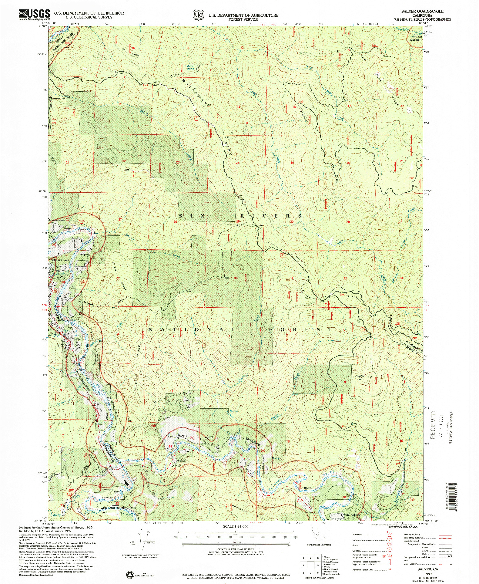 USGS 1:24000-SCALE QUADRANGLE FOR SALYER, CA 1997