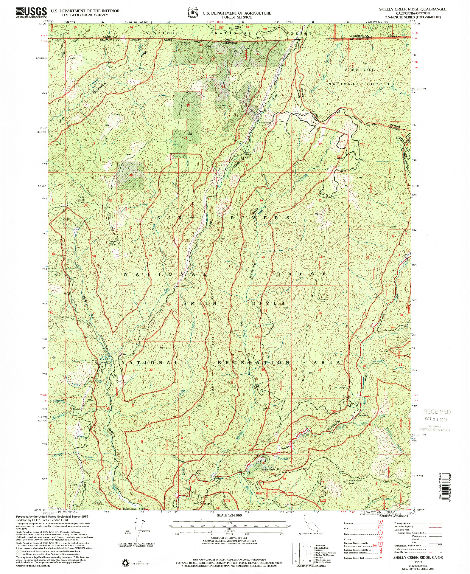 USGS 1:24000-SCALE QUADRANGLE FOR SHELLY CREEK RIDGE, CA 1997