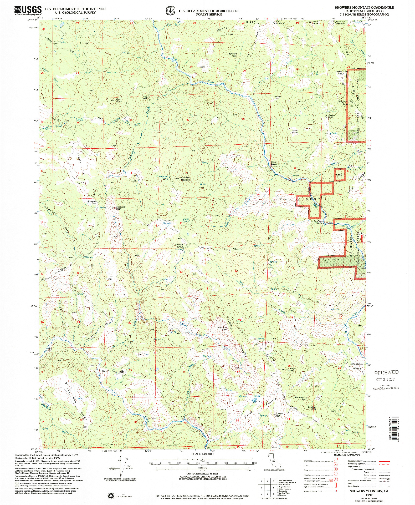 USGS 1:24000-SCALE QUADRANGLE FOR SHOWERS MOUNTAIN, CA 1997