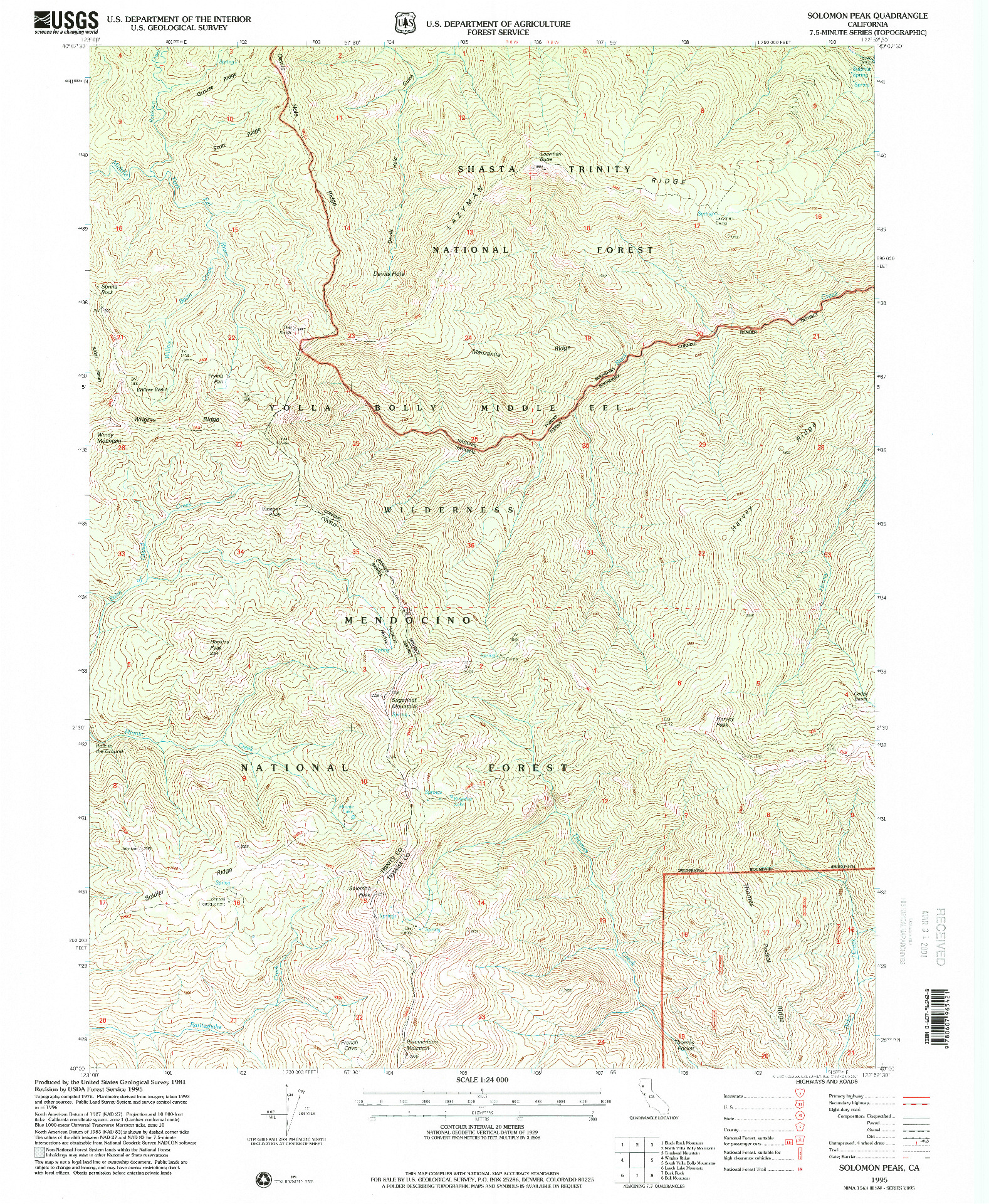 USGS 1:24000-SCALE QUADRANGLE FOR SOLOMON PEAK, CA 1995