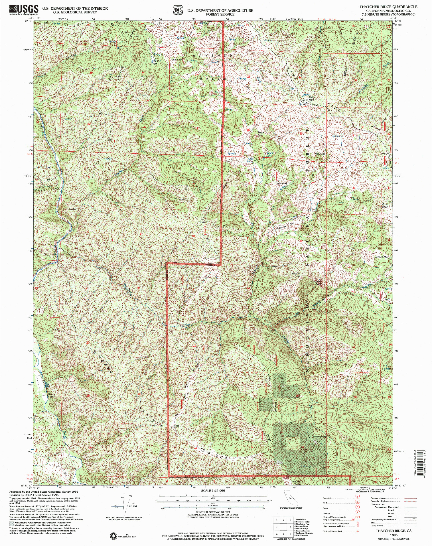 USGS 1:24000-SCALE QUADRANGLE FOR THATCHER RIDGE, CA 1995
