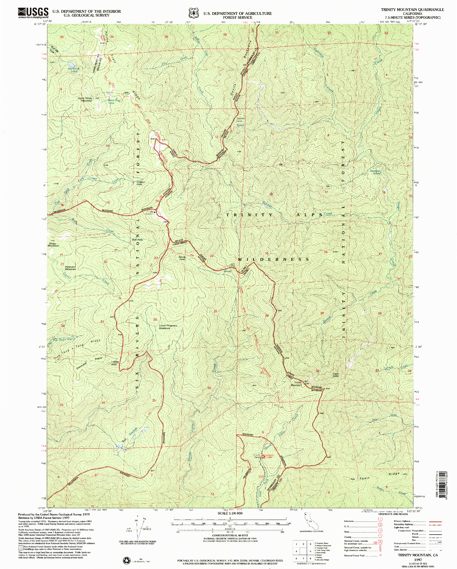 USGS 1:24000-SCALE QUADRANGLE FOR TRINITY MOUNTAIN, CA 1997