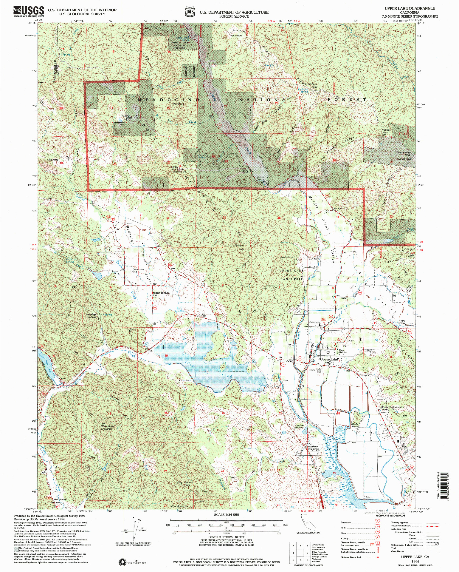 USGS 1:24000-SCALE QUADRANGLE FOR UPPER LAKE, CA 1996