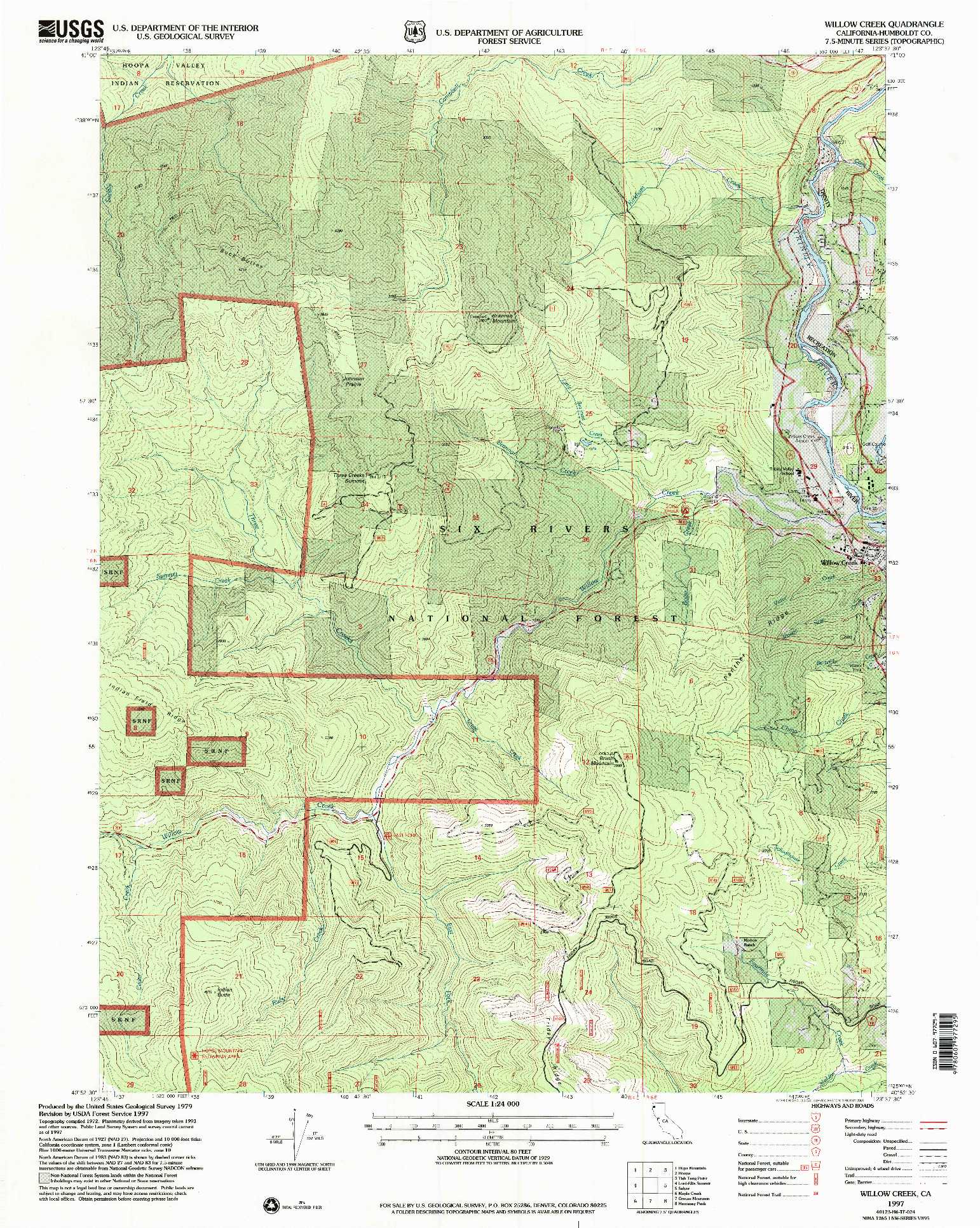 USGS 1:24000-SCALE QUADRANGLE FOR WILLOW CREEK, CA 1997