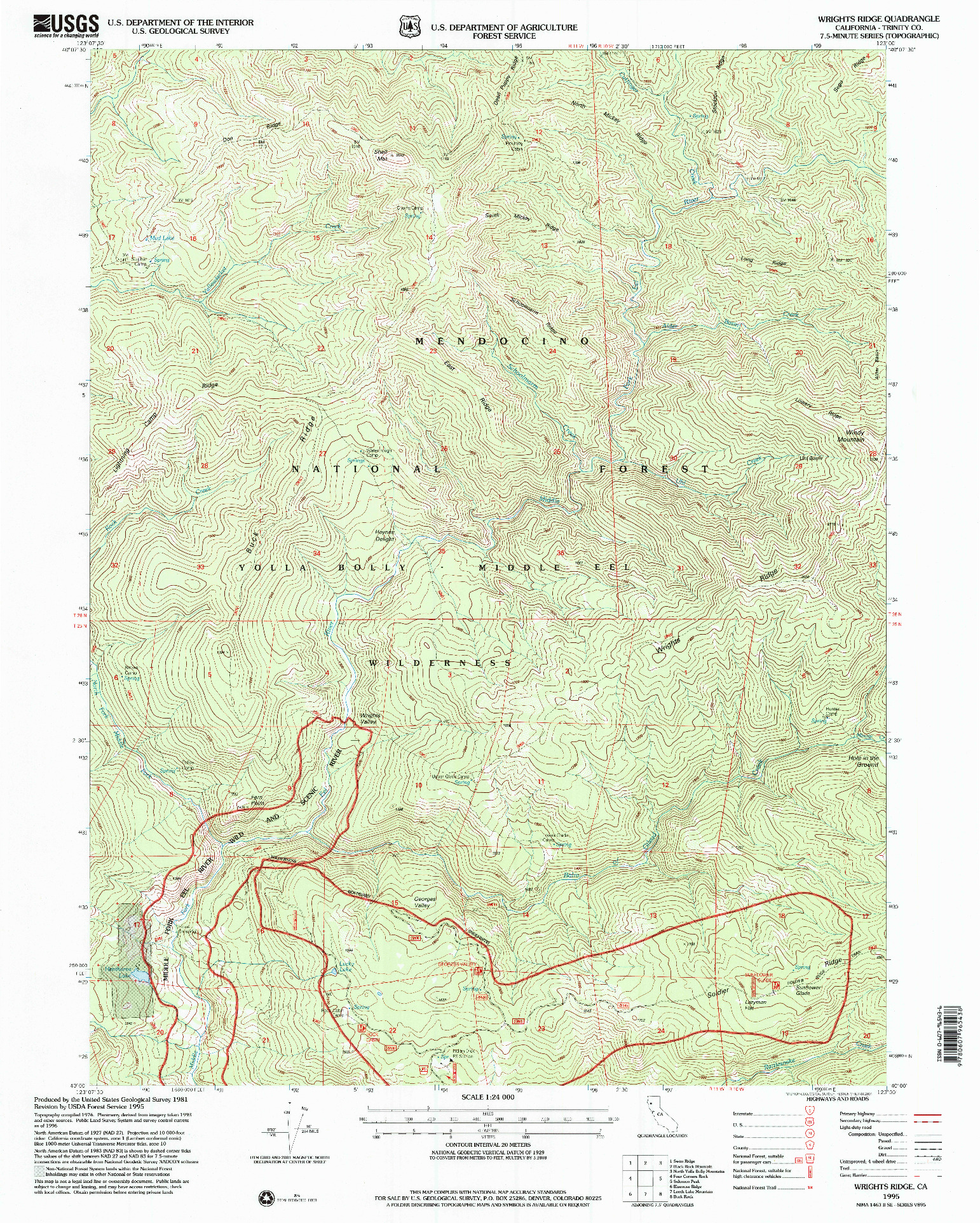 USGS 1:24000-SCALE QUADRANGLE FOR WRIGHTS RIDGE, CA 1995