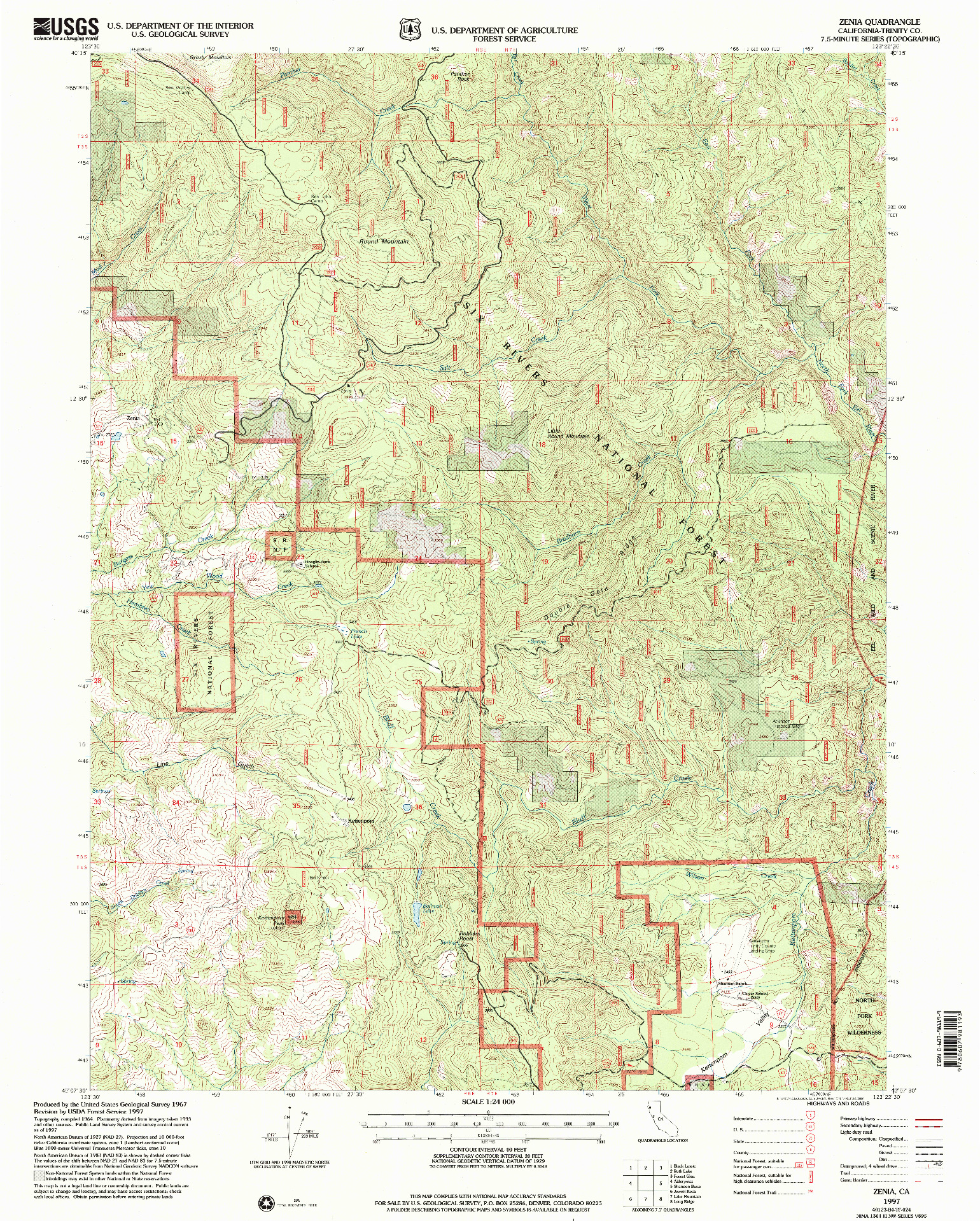 USGS 1:24000-SCALE QUADRANGLE FOR ZENIA, CA 1997