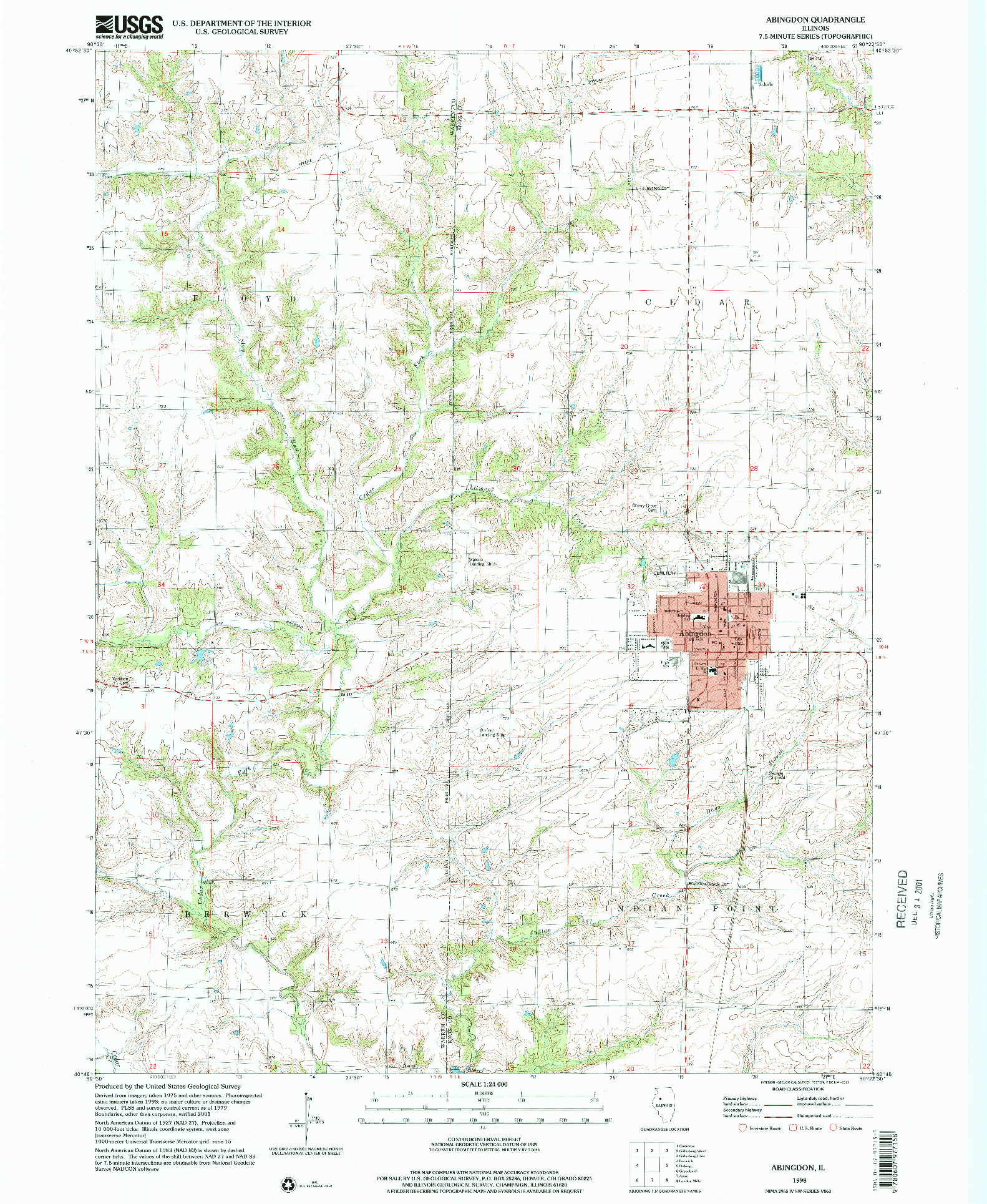 USGS 1:24000-SCALE QUADRANGLE FOR ABINGDON, IL 1998