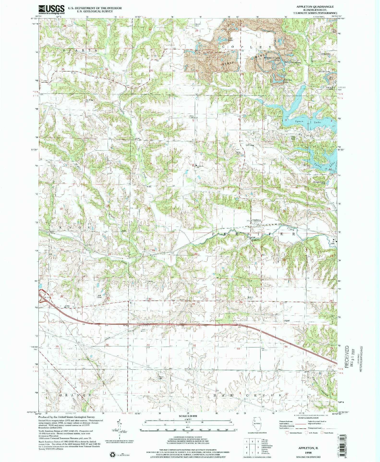 USGS 1:24000-SCALE QUADRANGLE FOR APPLETON, IL 1998