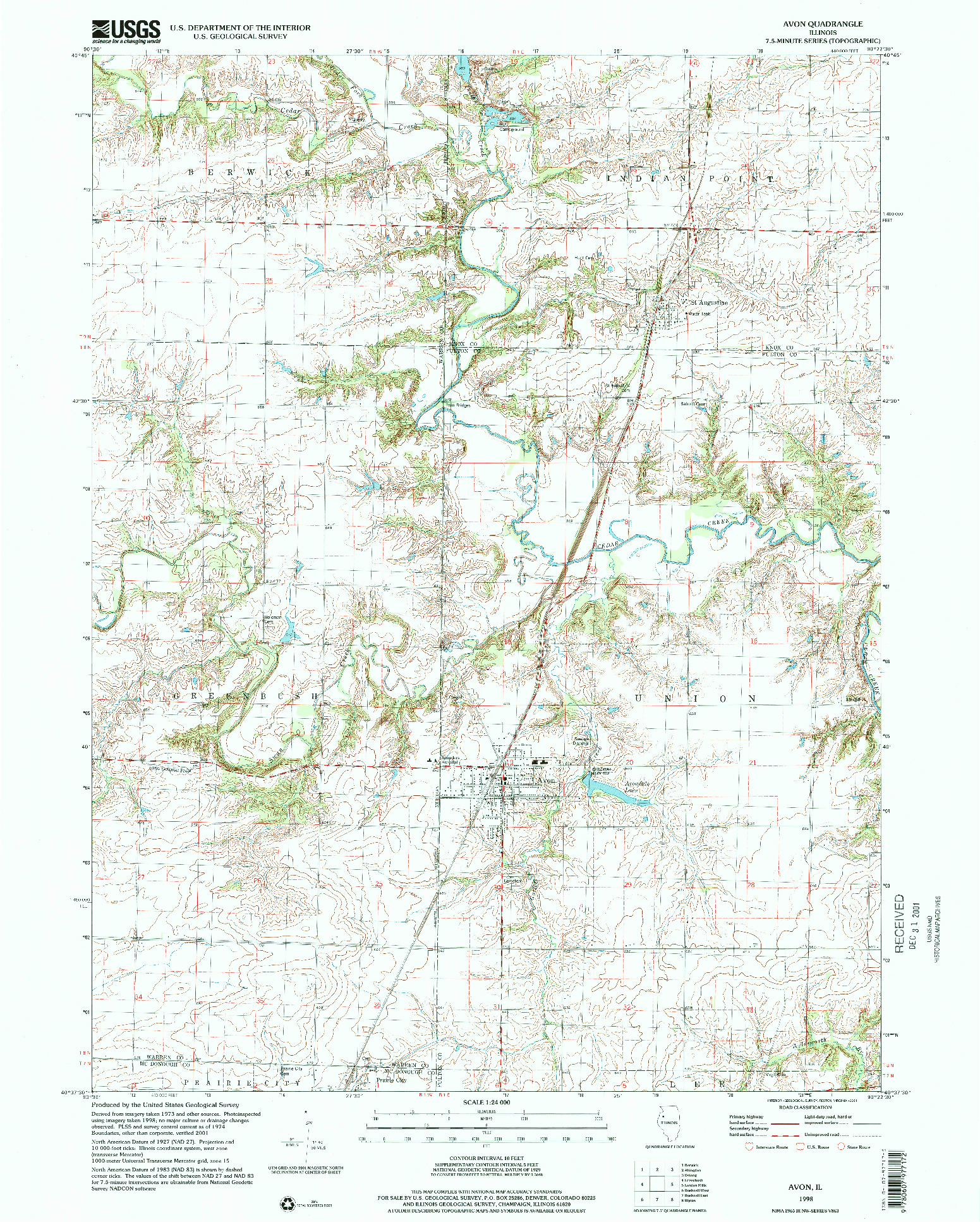 USGS 1:24000-SCALE QUADRANGLE FOR AVON, IL 1998