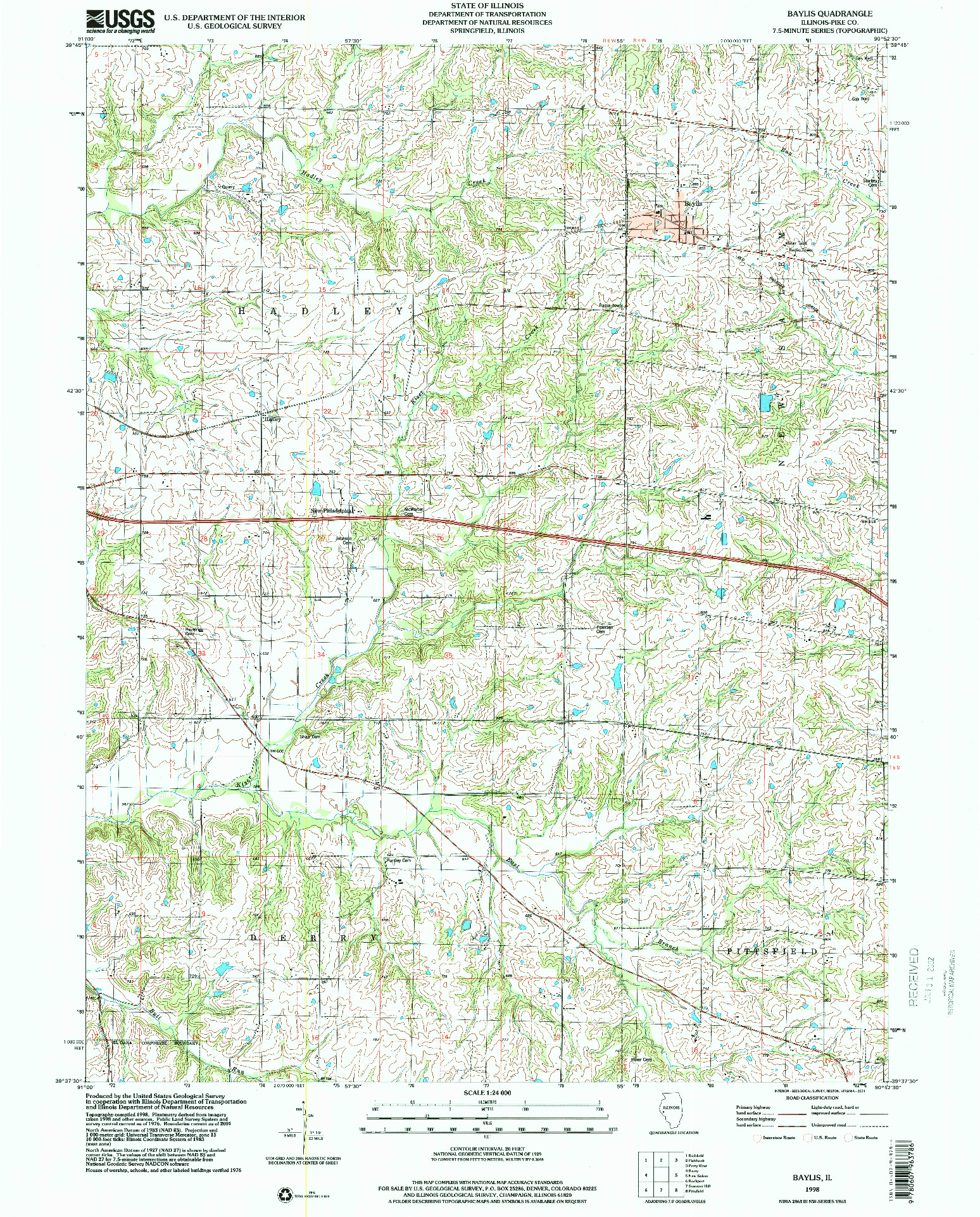 USGS 1:24000-SCALE QUADRANGLE FOR BAYLIS, IL 1998