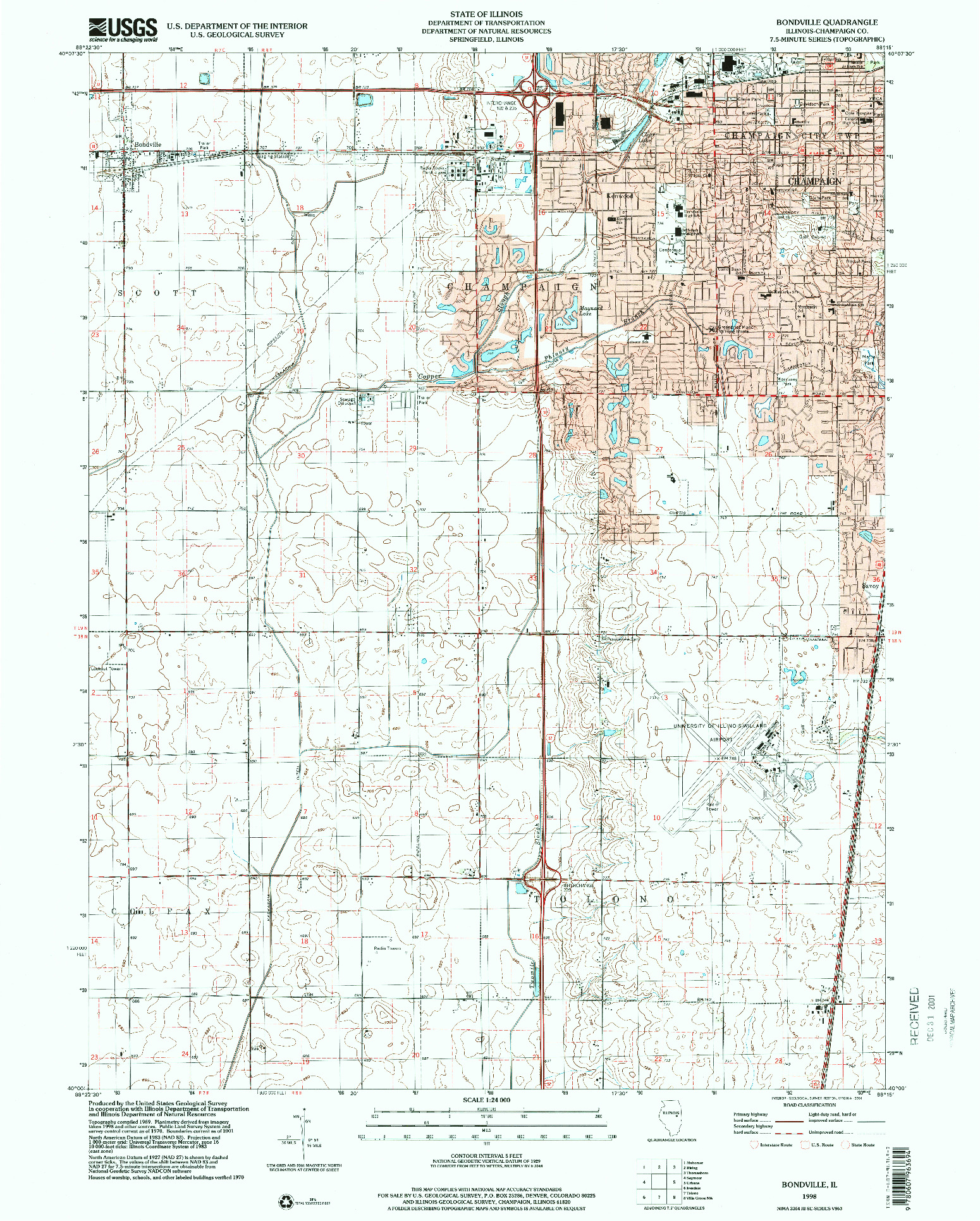 USGS 1:24000-SCALE QUADRANGLE FOR BONDVILLE, IL 1998