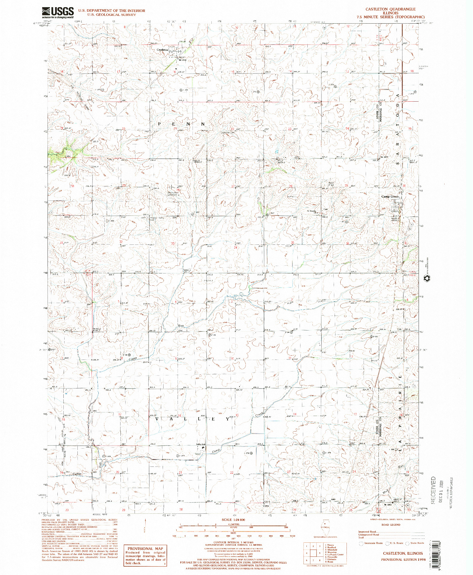 USGS 1:24000-SCALE QUADRANGLE FOR CASTLETON, IL 1998