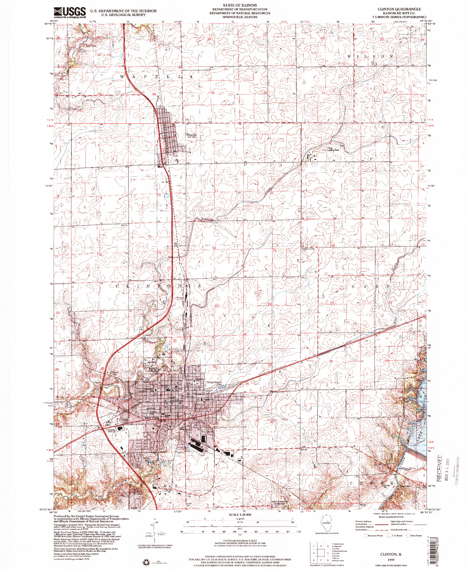 USGS 1:24000-SCALE QUADRANGLE FOR CLINTON, IL 1999