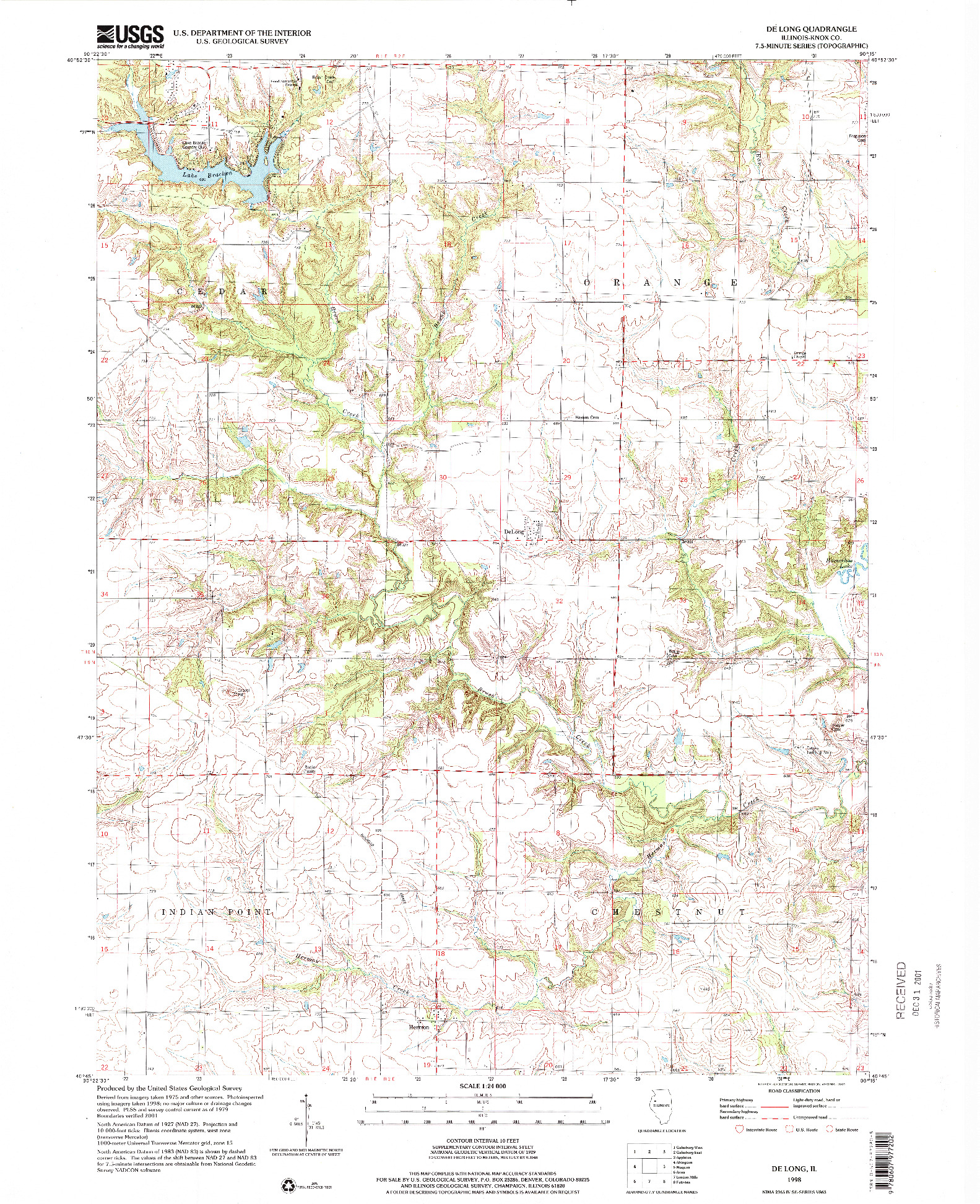 USGS 1:24000-SCALE QUADRANGLE FOR DE LONG, IL 1998