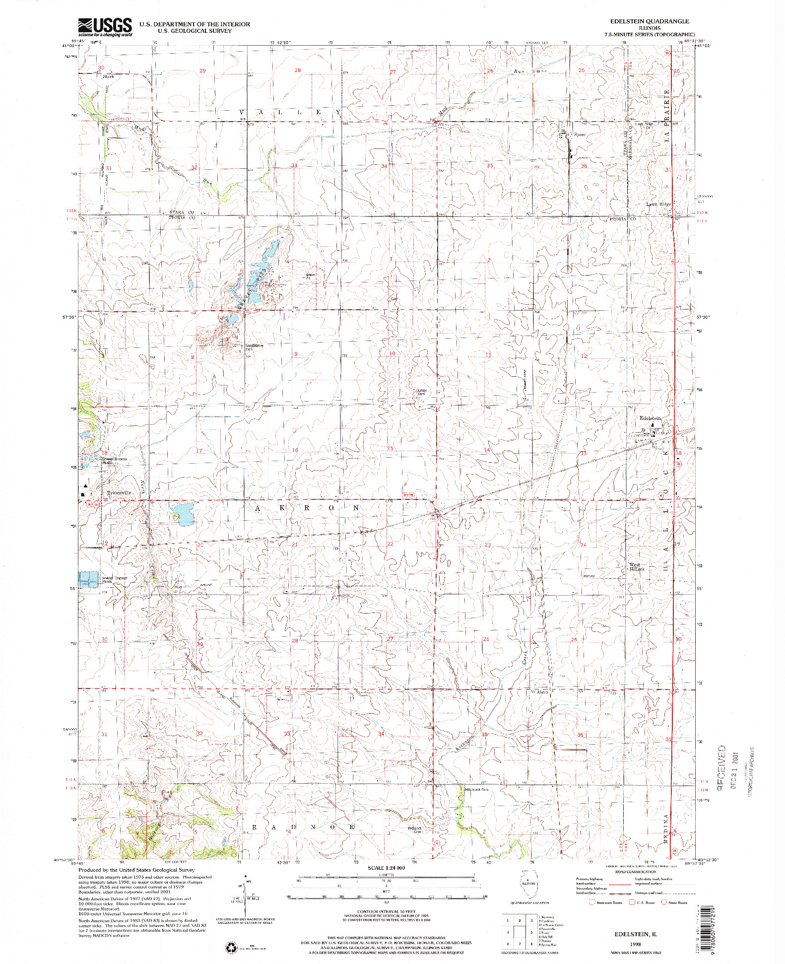 USGS 1:24000-SCALE QUADRANGLE FOR EDELSTEIN, IL 1998