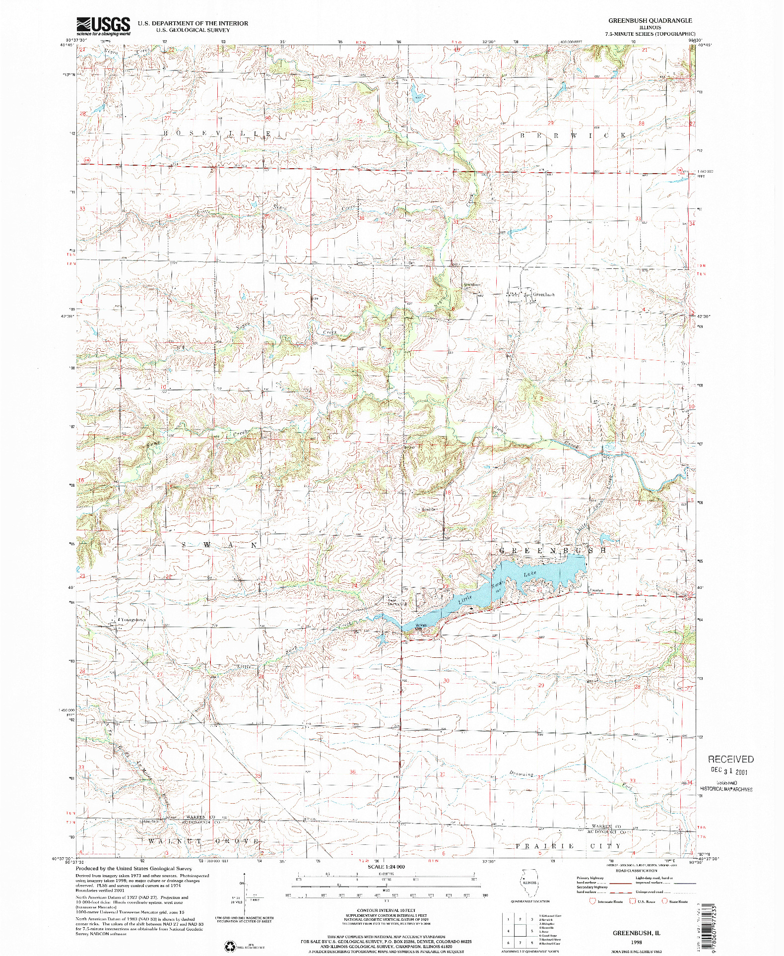 USGS 1:24000-SCALE QUADRANGLE FOR GREENBUSH, IL 1998