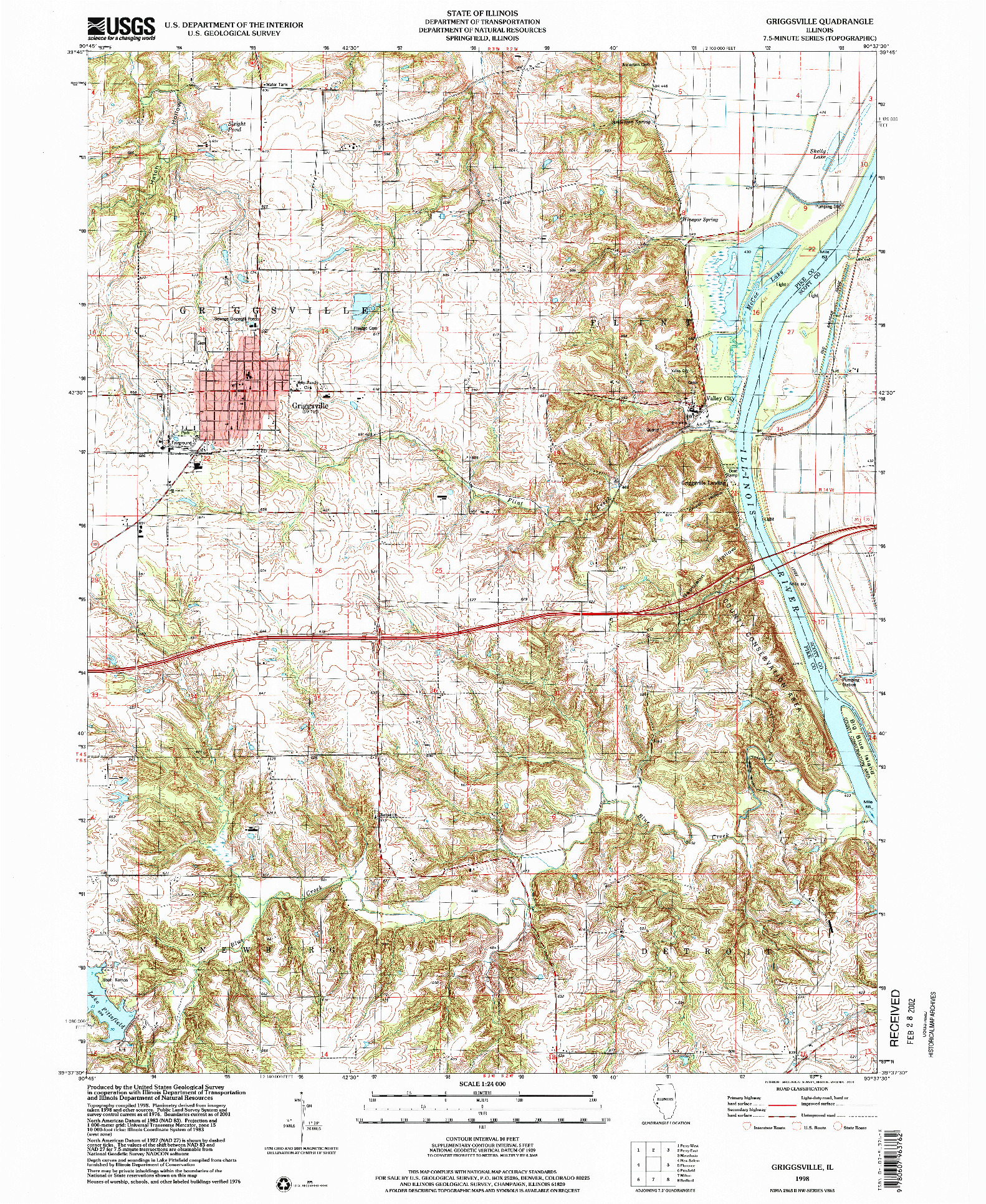 USGS 1:24000-SCALE QUADRANGLE FOR GRIGGSVILLE, IL 1998