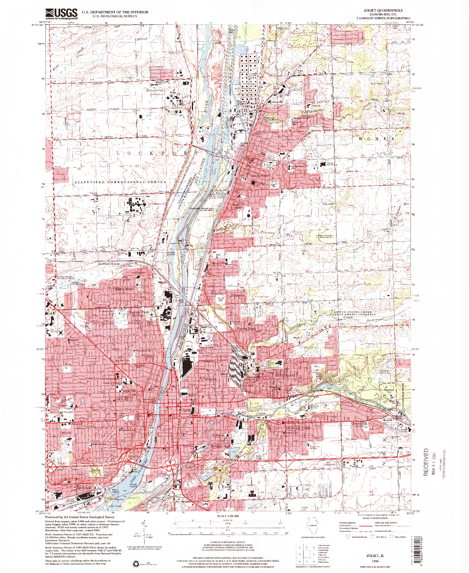 USGS 1:24000-SCALE QUADRANGLE FOR JOLIET, IL 1998