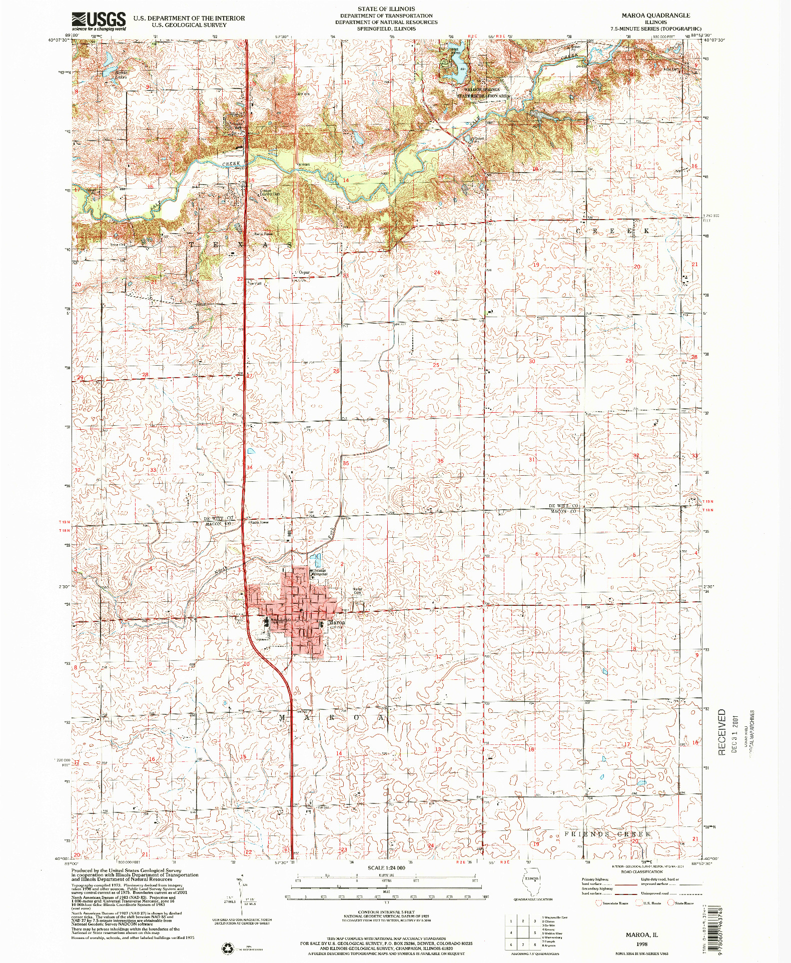 USGS 1:24000-SCALE QUADRANGLE FOR MAROA, IL 1998