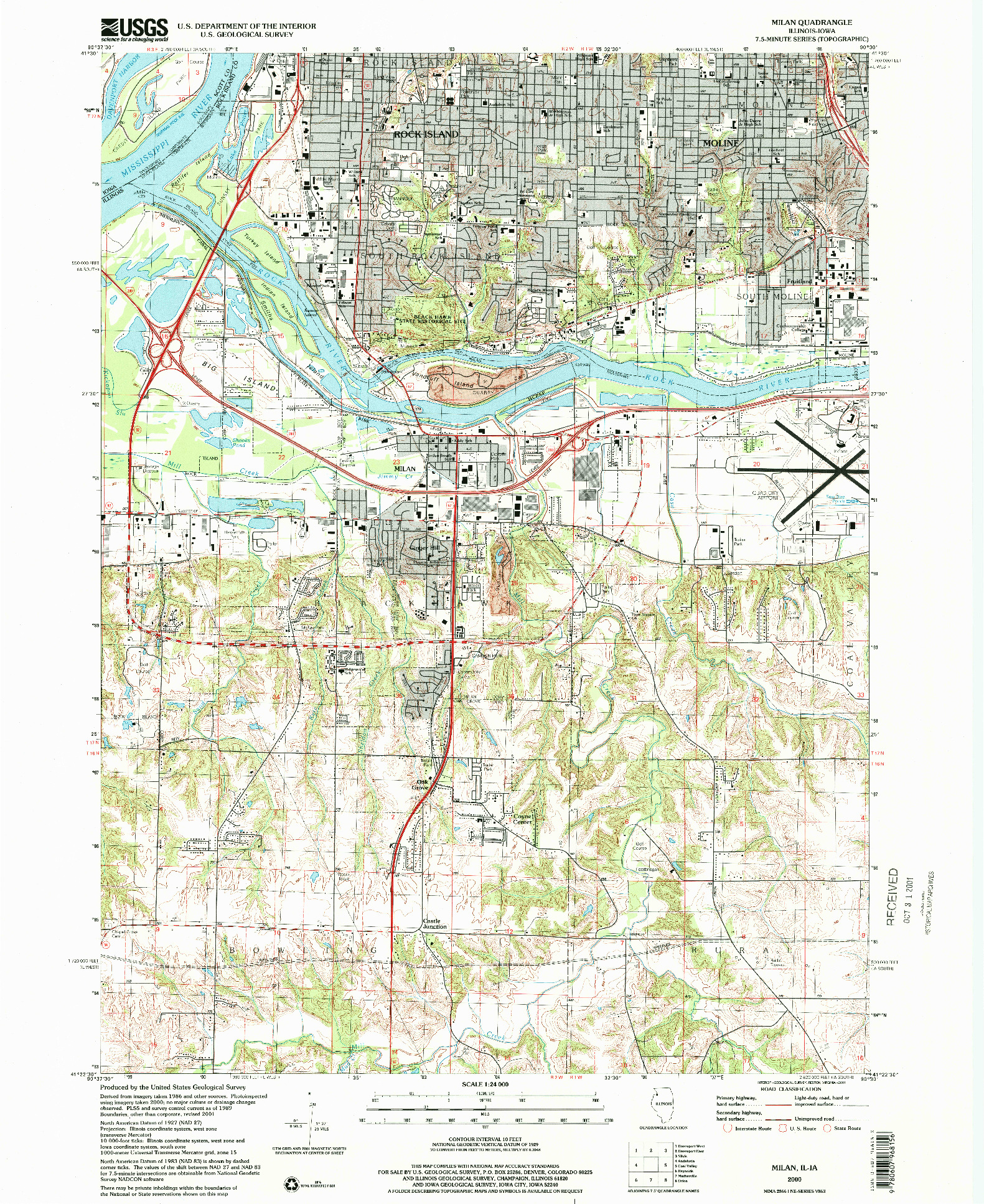 USGS 1:24000-SCALE QUADRANGLE FOR MILAN, IL 2000