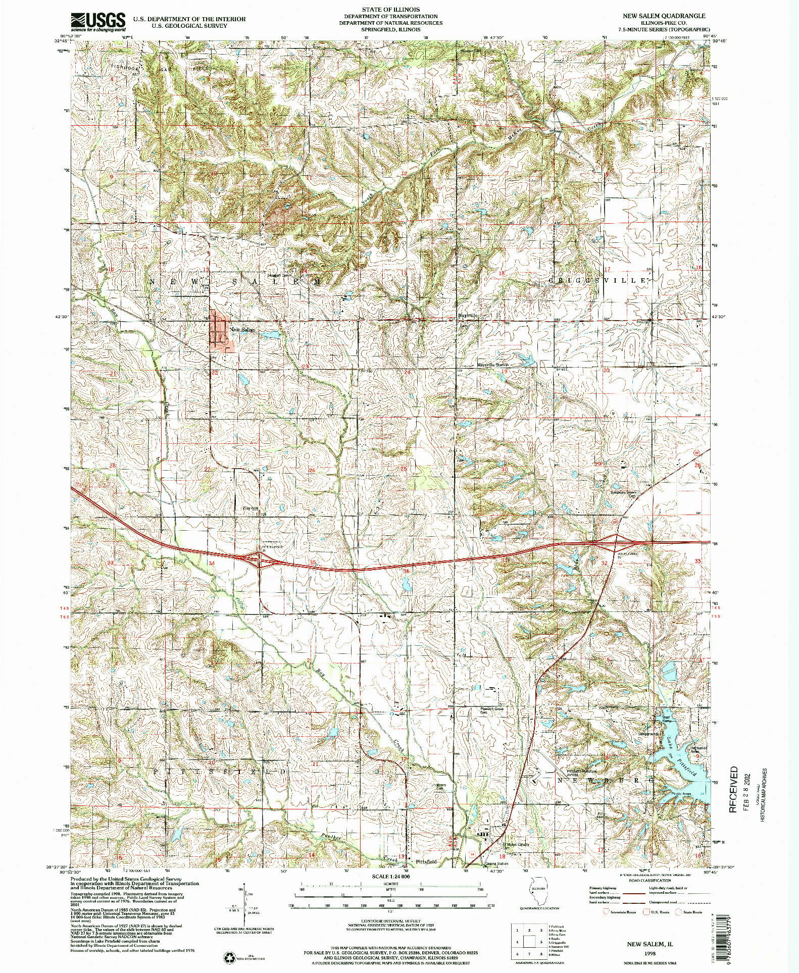 USGS 1:24000-SCALE QUADRANGLE FOR NEW SALEM, IL 1998
