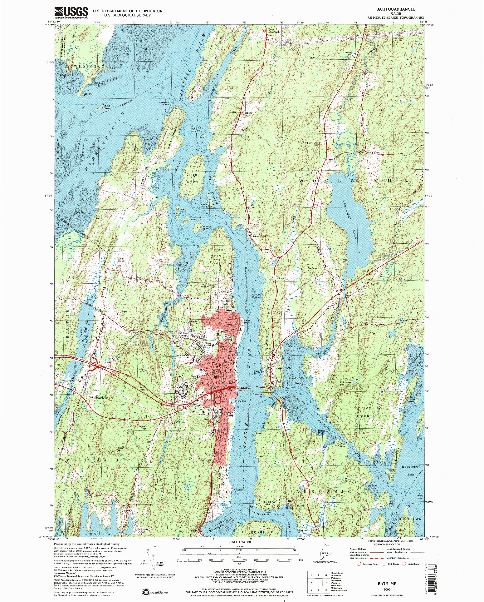 USGS 1:24000-SCALE QUADRANGLE FOR BATH, ME 2000