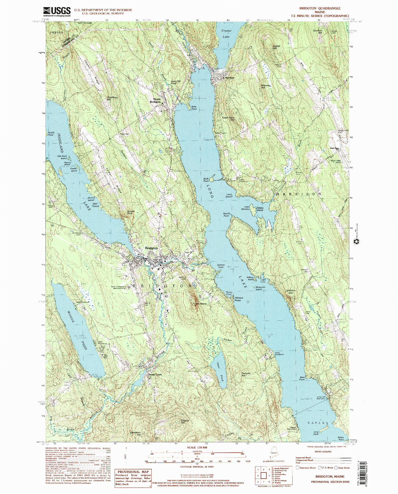 USGS 1:24000-SCALE QUADRANGLE FOR BRIDGTON, ME 2000