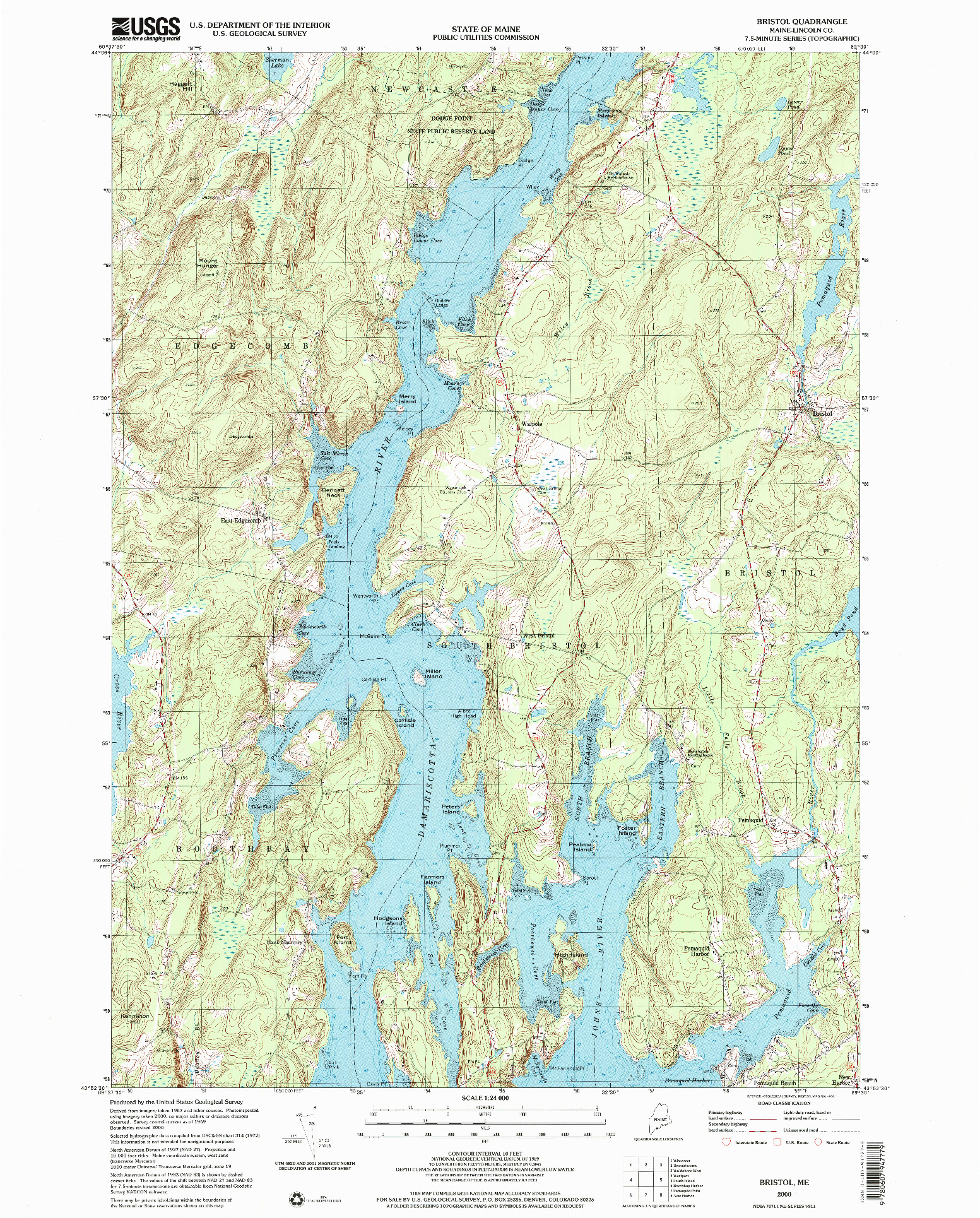 USGS 1:24000-SCALE QUADRANGLE FOR BRISTOL, ME 2000