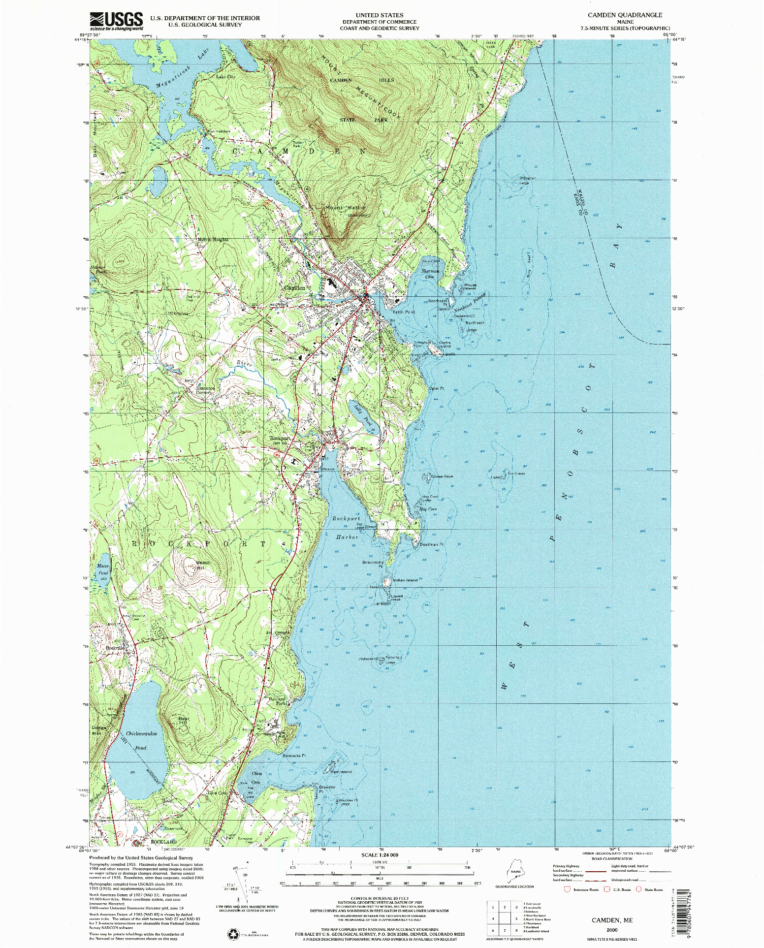USGS 1:24000-SCALE QUADRANGLE FOR CAMDEN, ME 2000