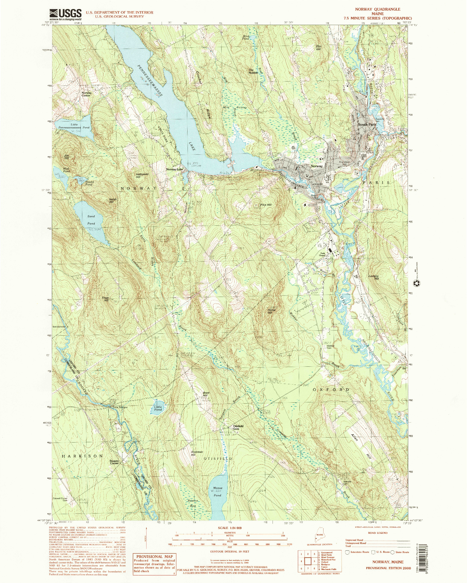 USGS 1:24000-SCALE QUADRANGLE FOR NORWAY, ME 2000