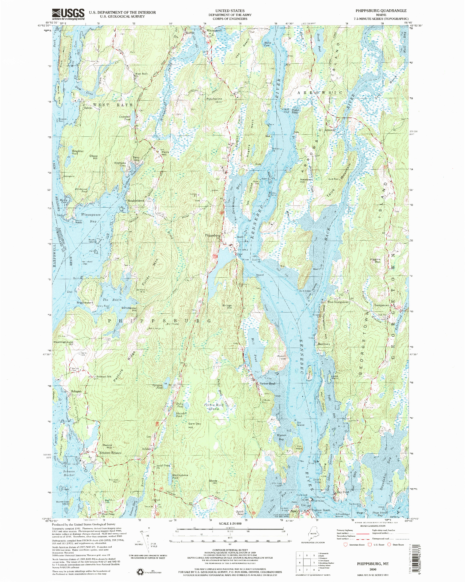 USGS 1:24000-SCALE QUADRANGLE FOR PHIPPSBURG, ME 2000