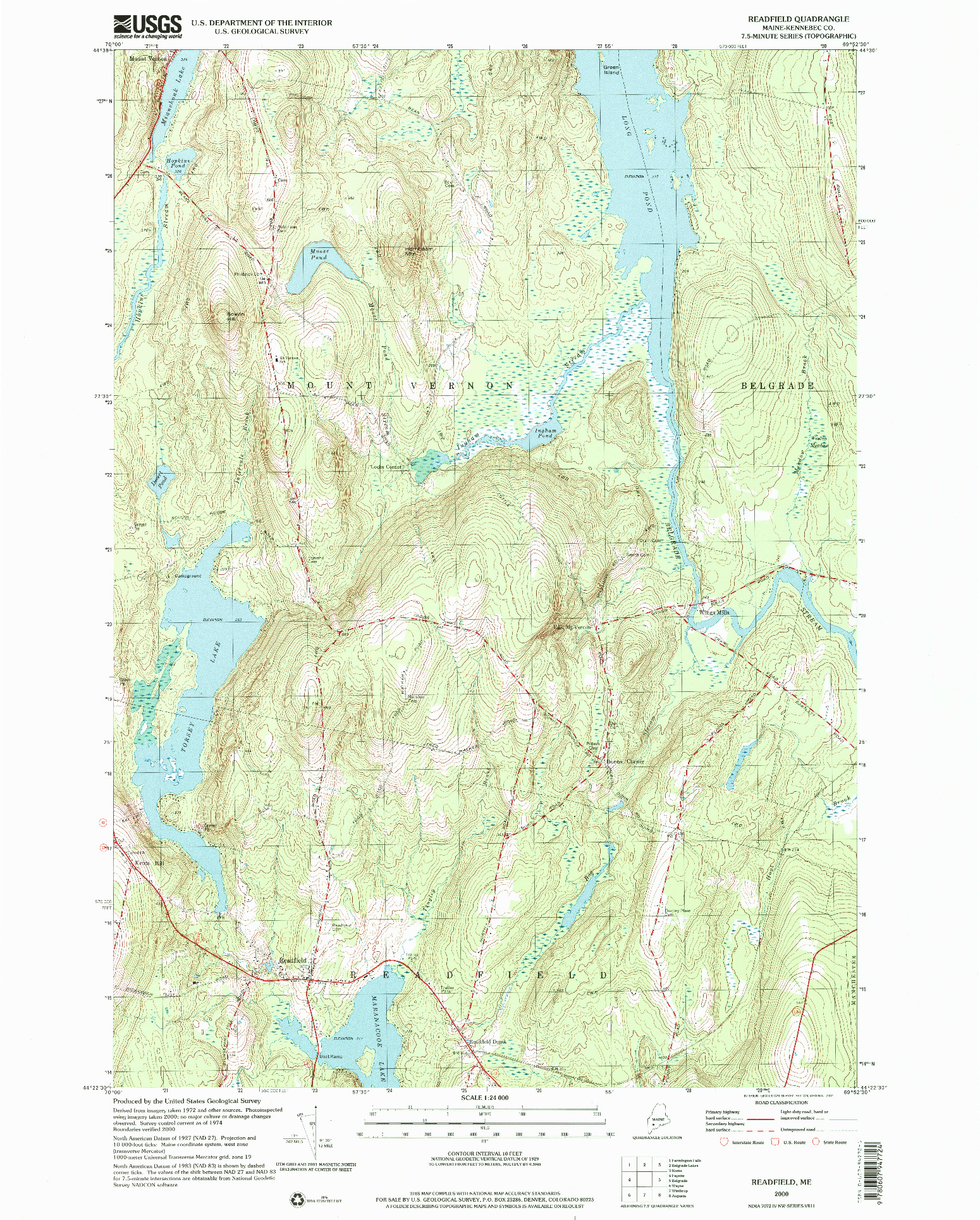 USGS 1:24000-SCALE QUADRANGLE FOR READFIELD, ME 2000