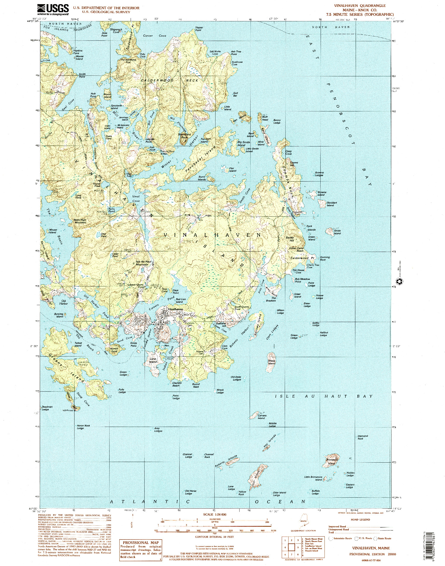USGS 1:24000-SCALE QUADRANGLE FOR VINALHAVEN, ME 2000
